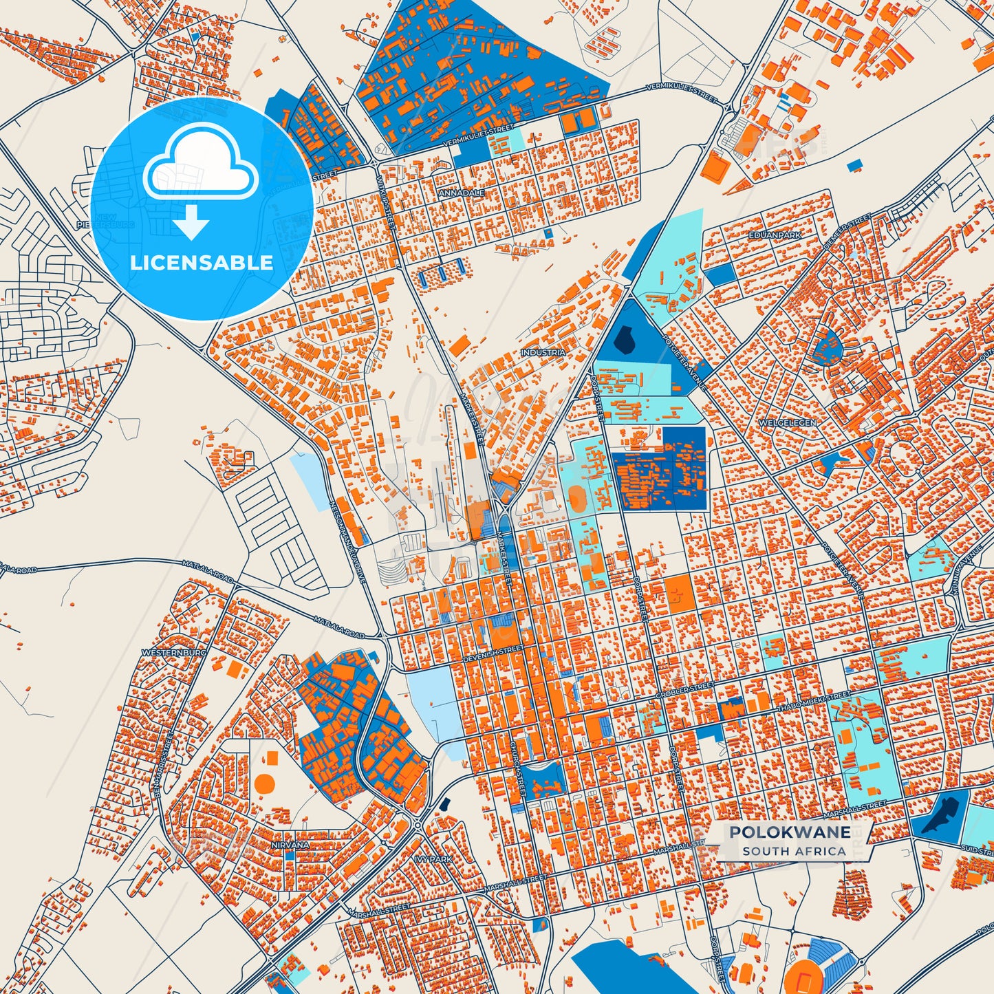 Canvas Print Template of Polokwane Street Map