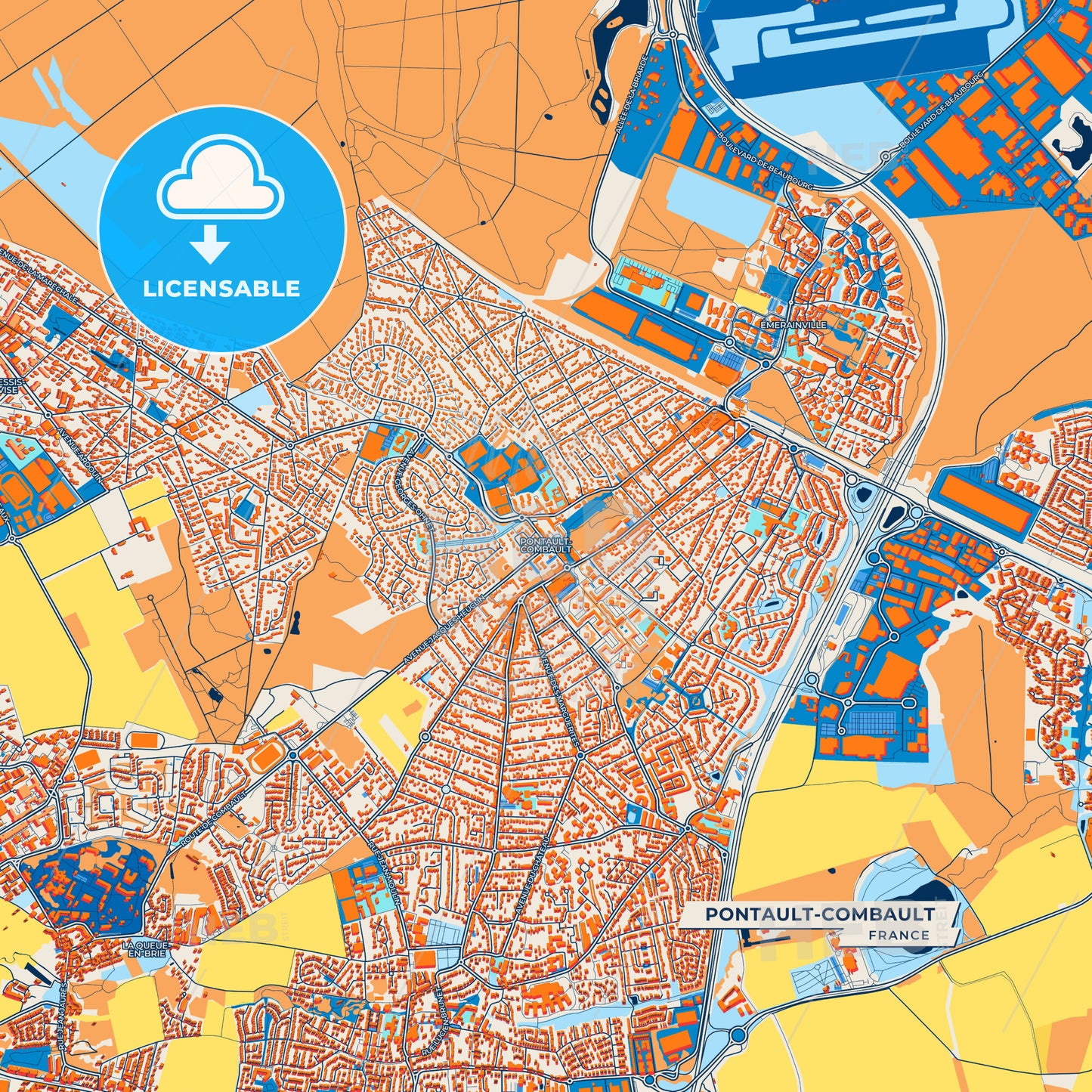 Canvas Print Template of Pontault-Combault Street Map