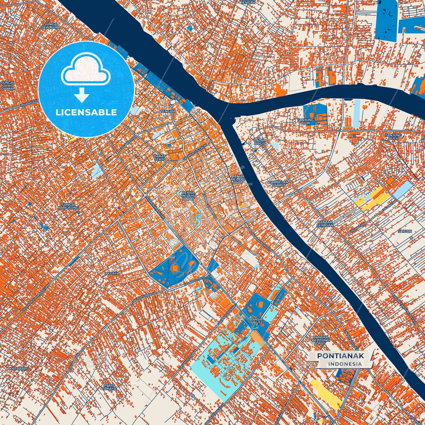 Canvas Print Template of Pontianak Street Map