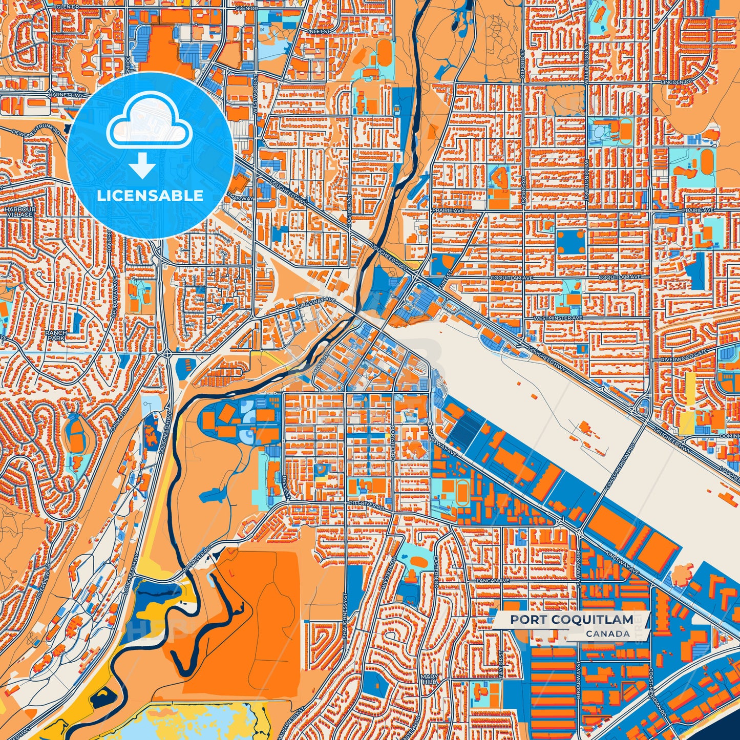 Canvas Print Template of Port Coquitlam Street Map