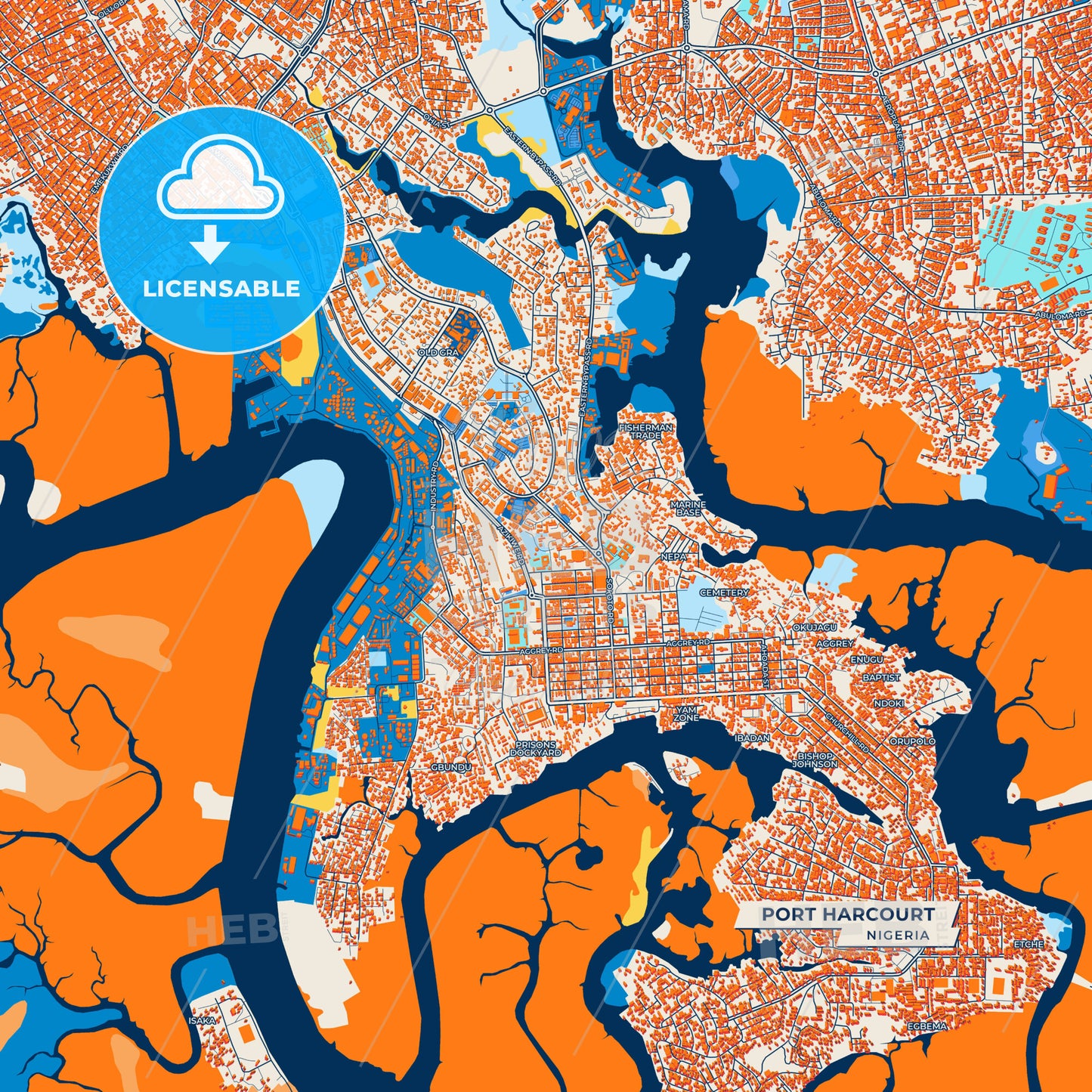 Canvas Print Template of Port Harcourt Street Map