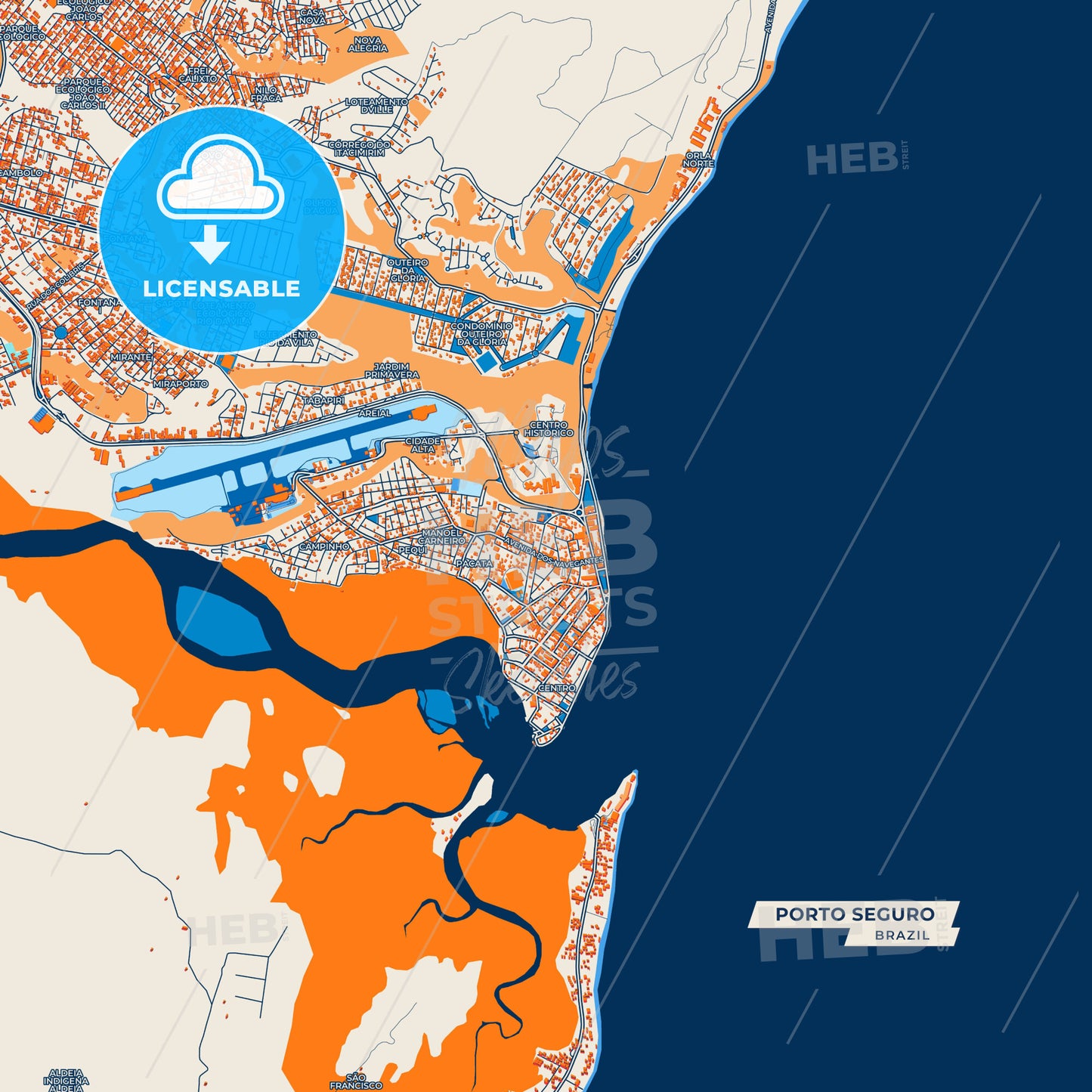 Canvas Print Template of Porto Seguro Street Map