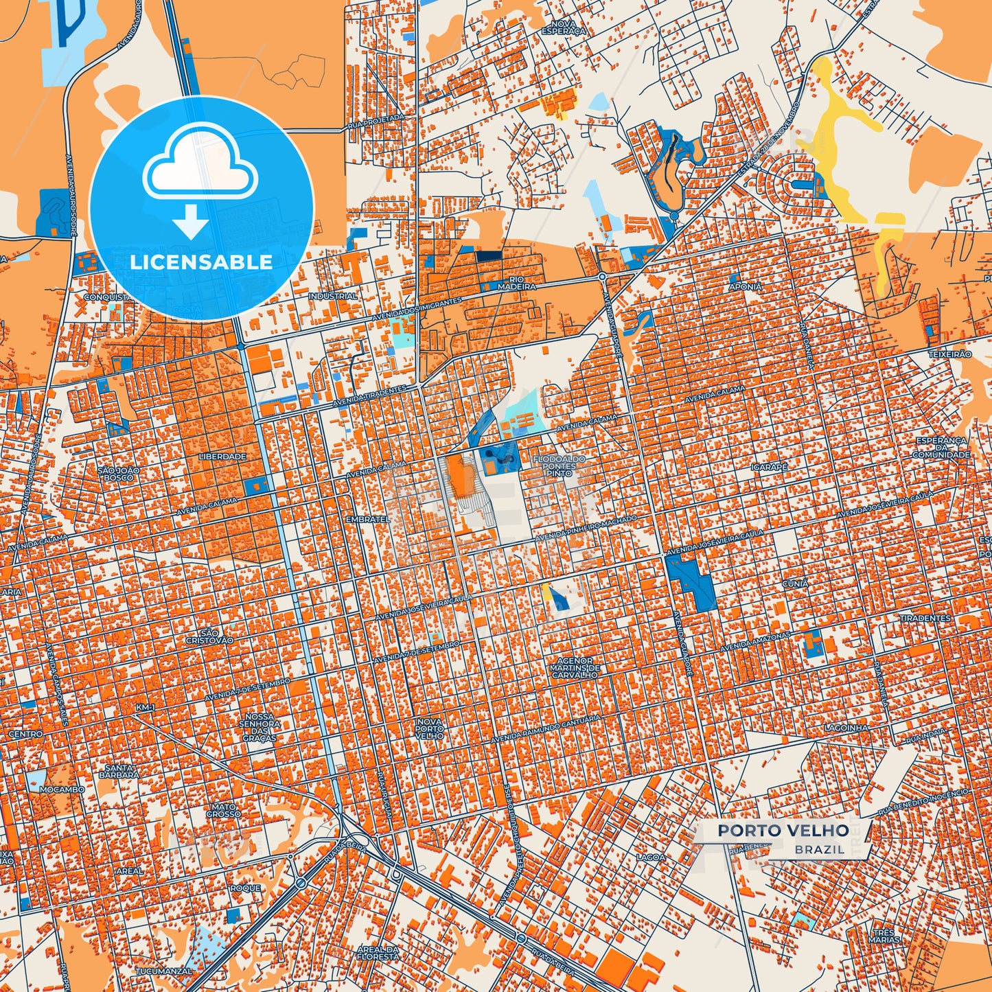 Canvas Print Template of Porto Velho Street Map