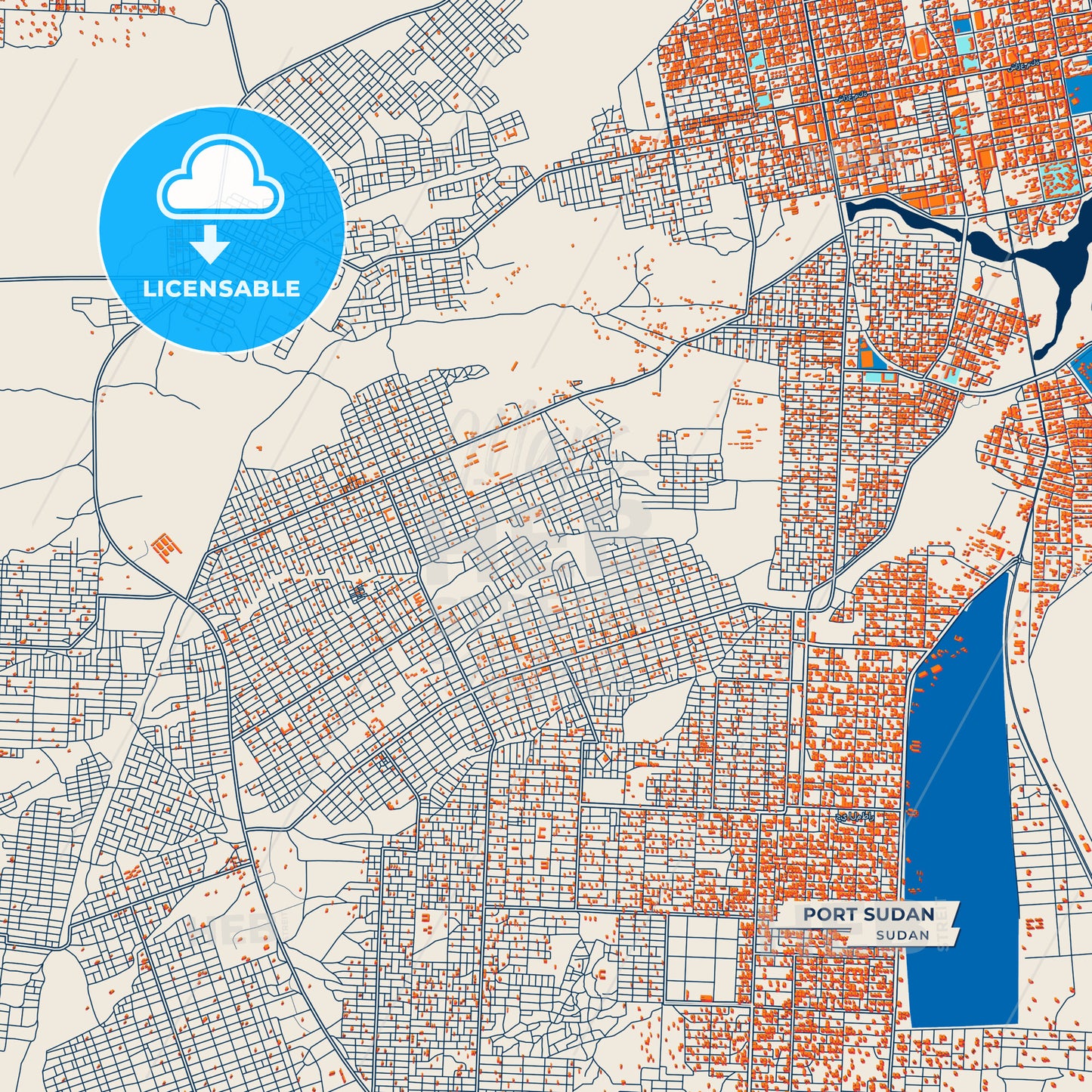 Canvas Print Template of Port Sudan Street Map