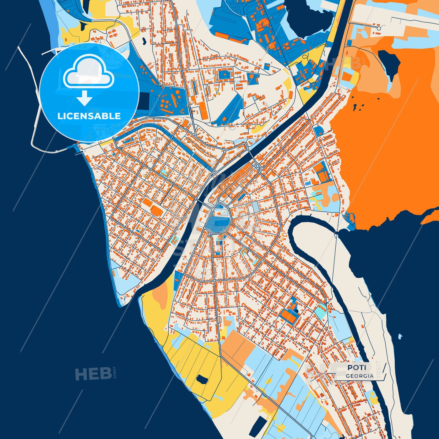 Canvas Print Template of Poti Street Map