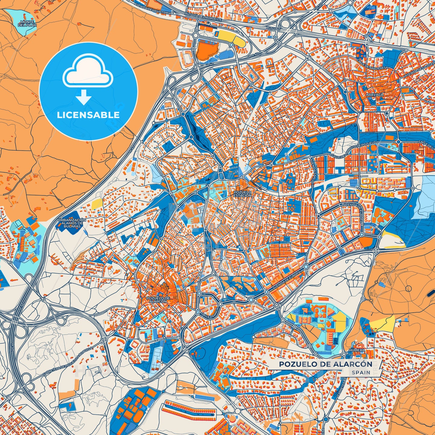 Canvas Print Template of Pozuelo de Alarcón Street Map
