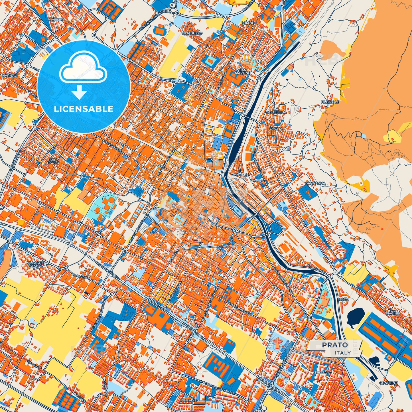Canvas Print Template of Prato Street Map
