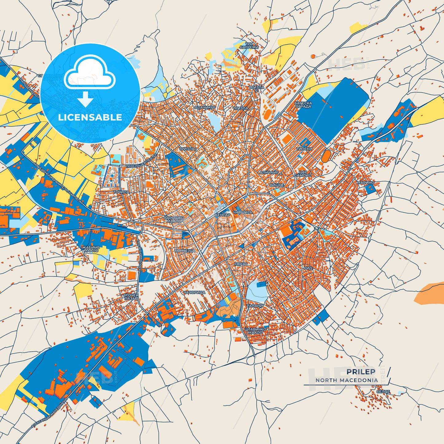 Canvas Print Template of Prilep Street Map