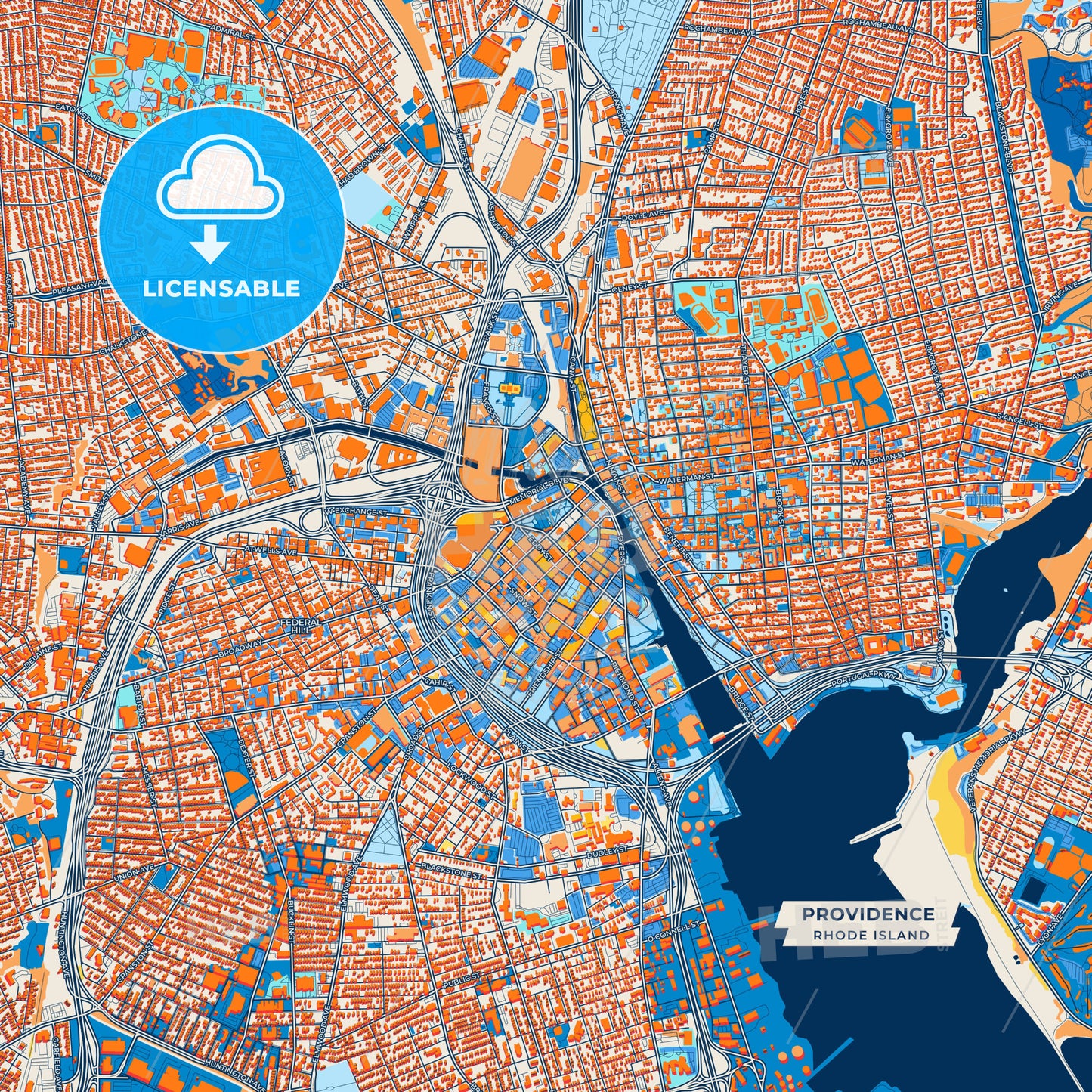 Canvas Print Template of Providence Street Map