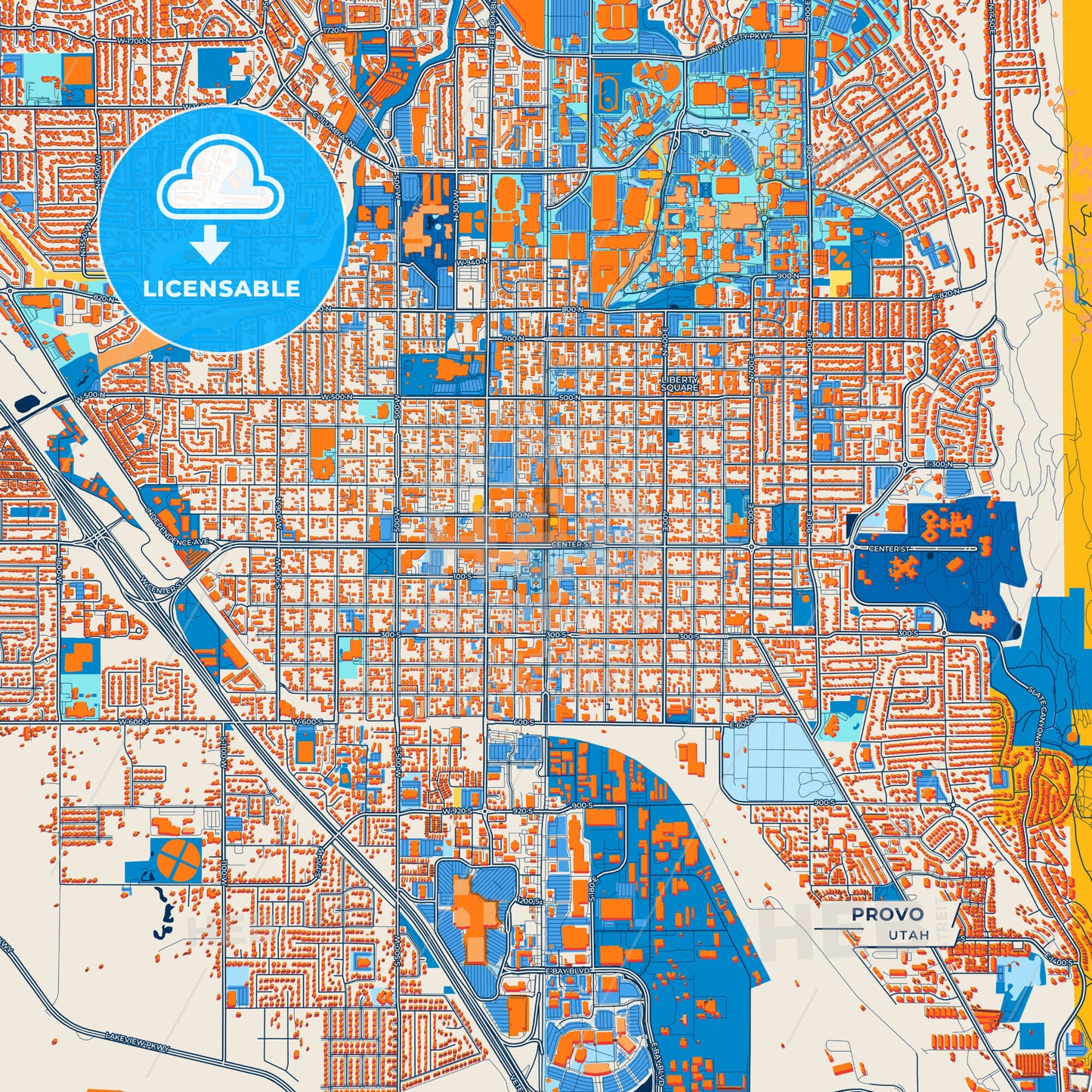 Canvas Print Template of Provo Street Map