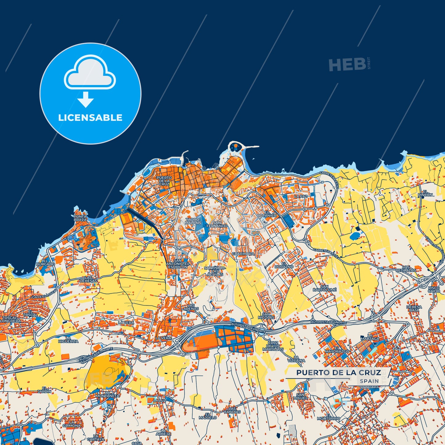 Canvas Print Template of Puerto de la Cruz Street Map