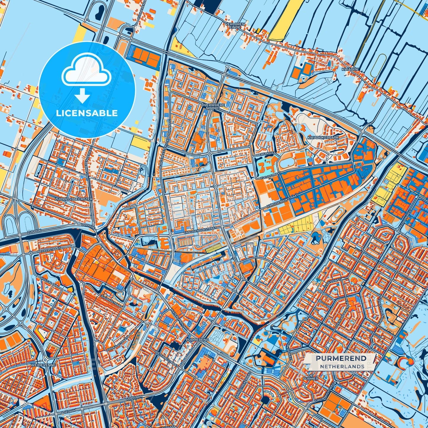 Canvas Print Template of Purmerend Street Map