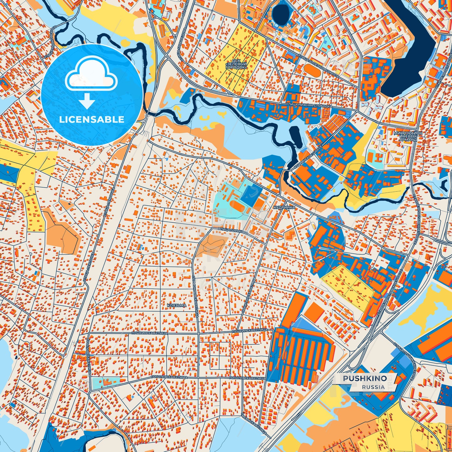Canvas Print Template of Pushkino Street Map