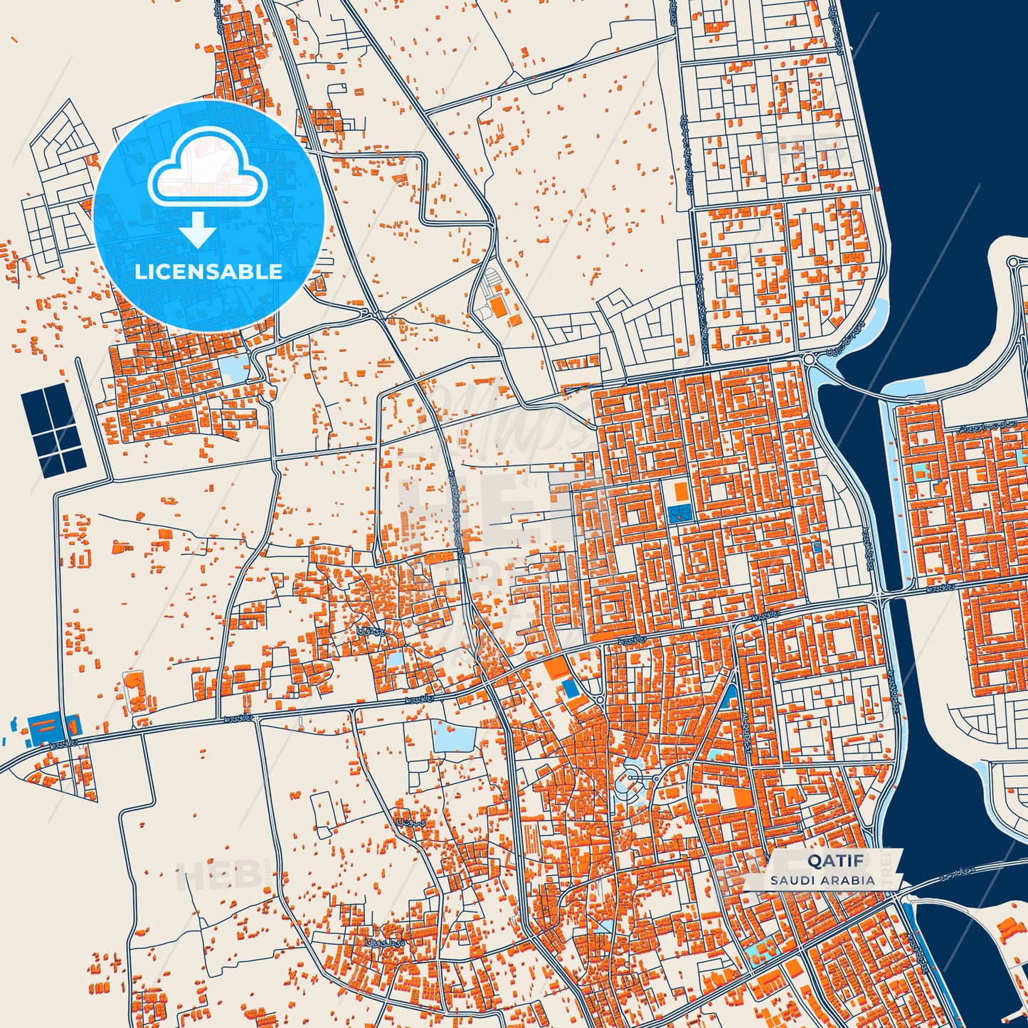 Canvas Print Template of Qatif Street Map