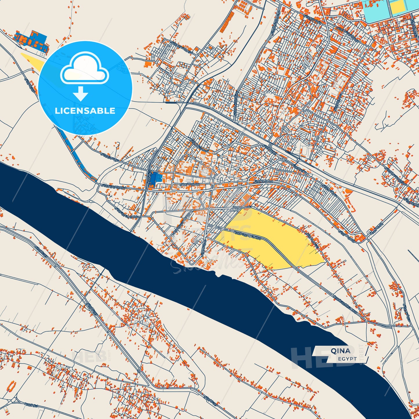 Canvas Print Template of Qina Street Map