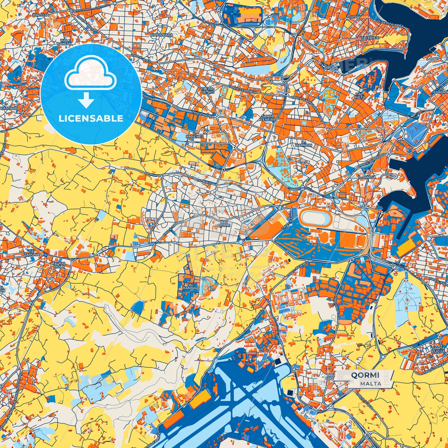 Canvas Print Template of Qormi Street Map