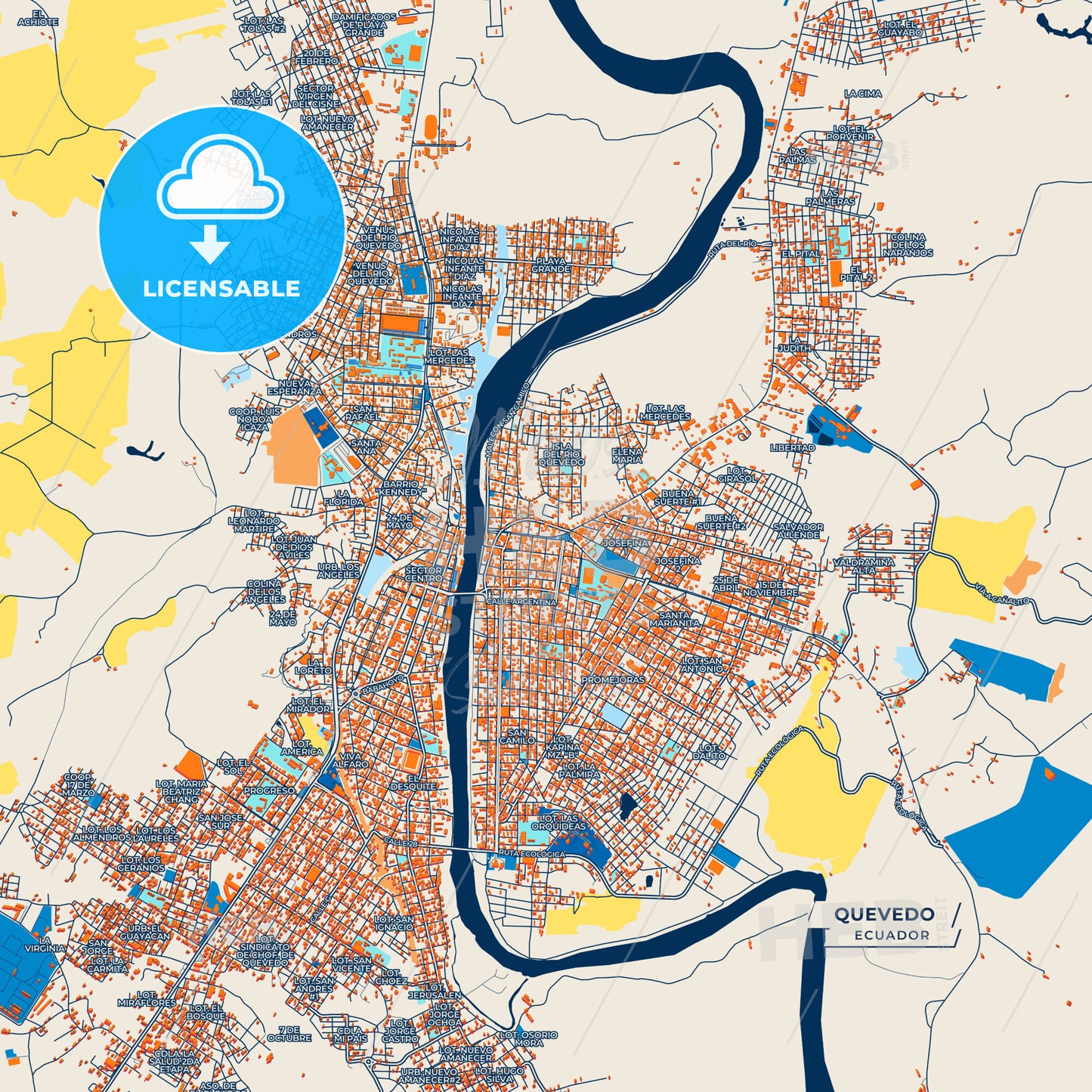 Canvas Print Template of Quevedo Street Map