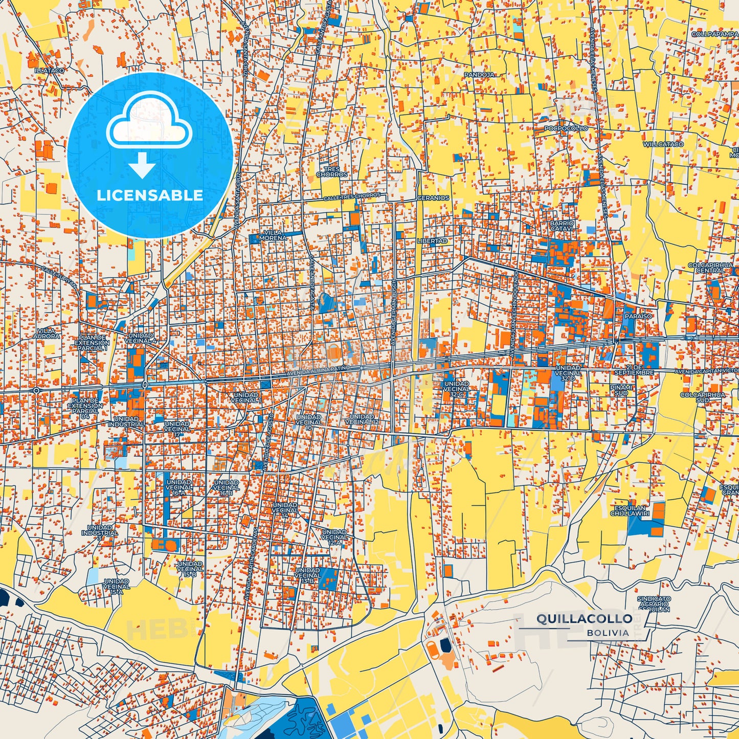 Canvas Print Template of Quillacollo Street Map