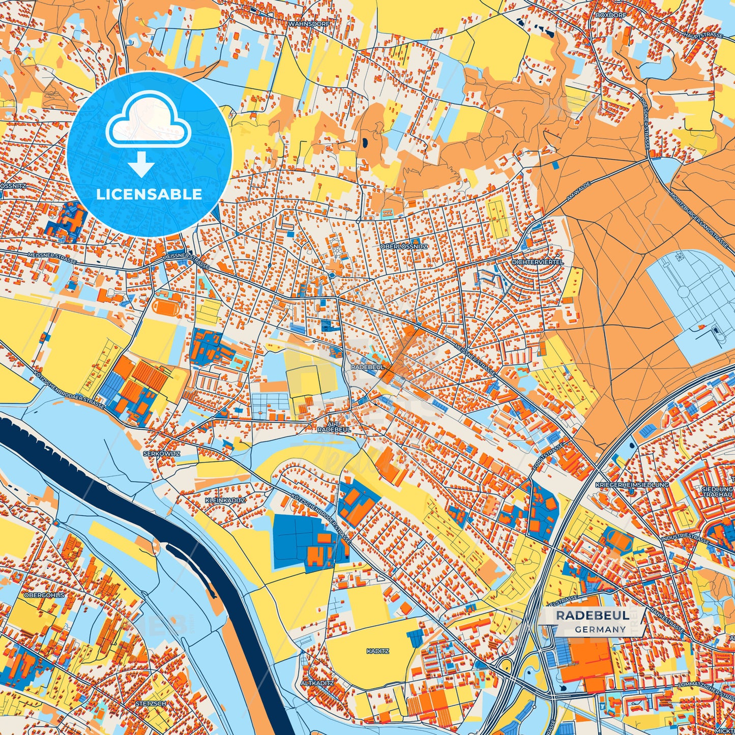 Canvas Print Template of Radebeul Street Map