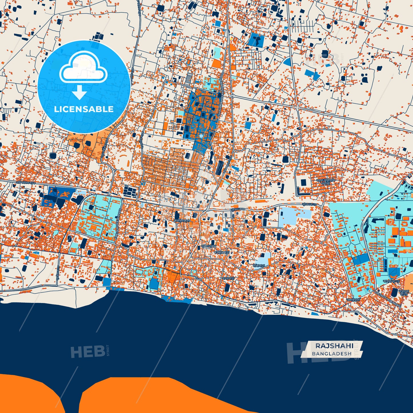 Canvas Print Template of Rajshahi Street Map
