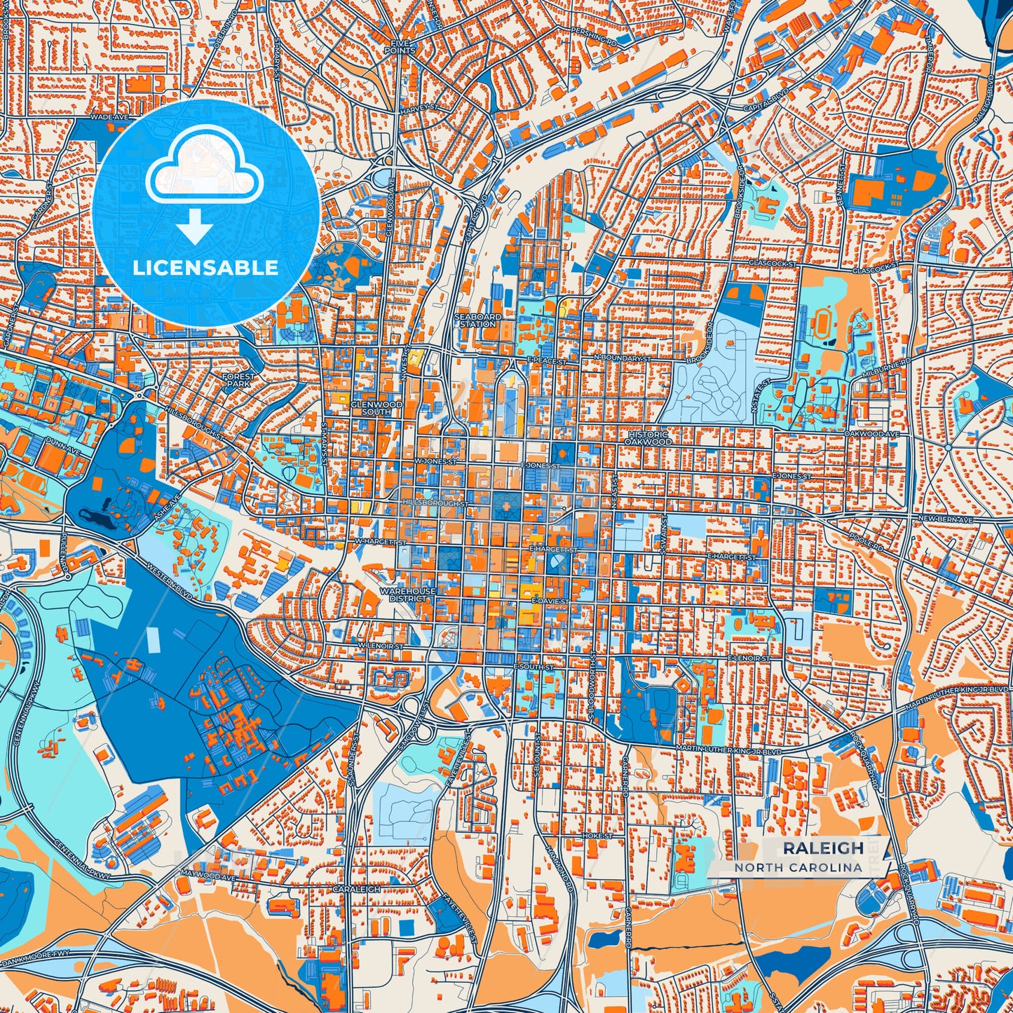 Canvas Print Template of Raleigh Street Map