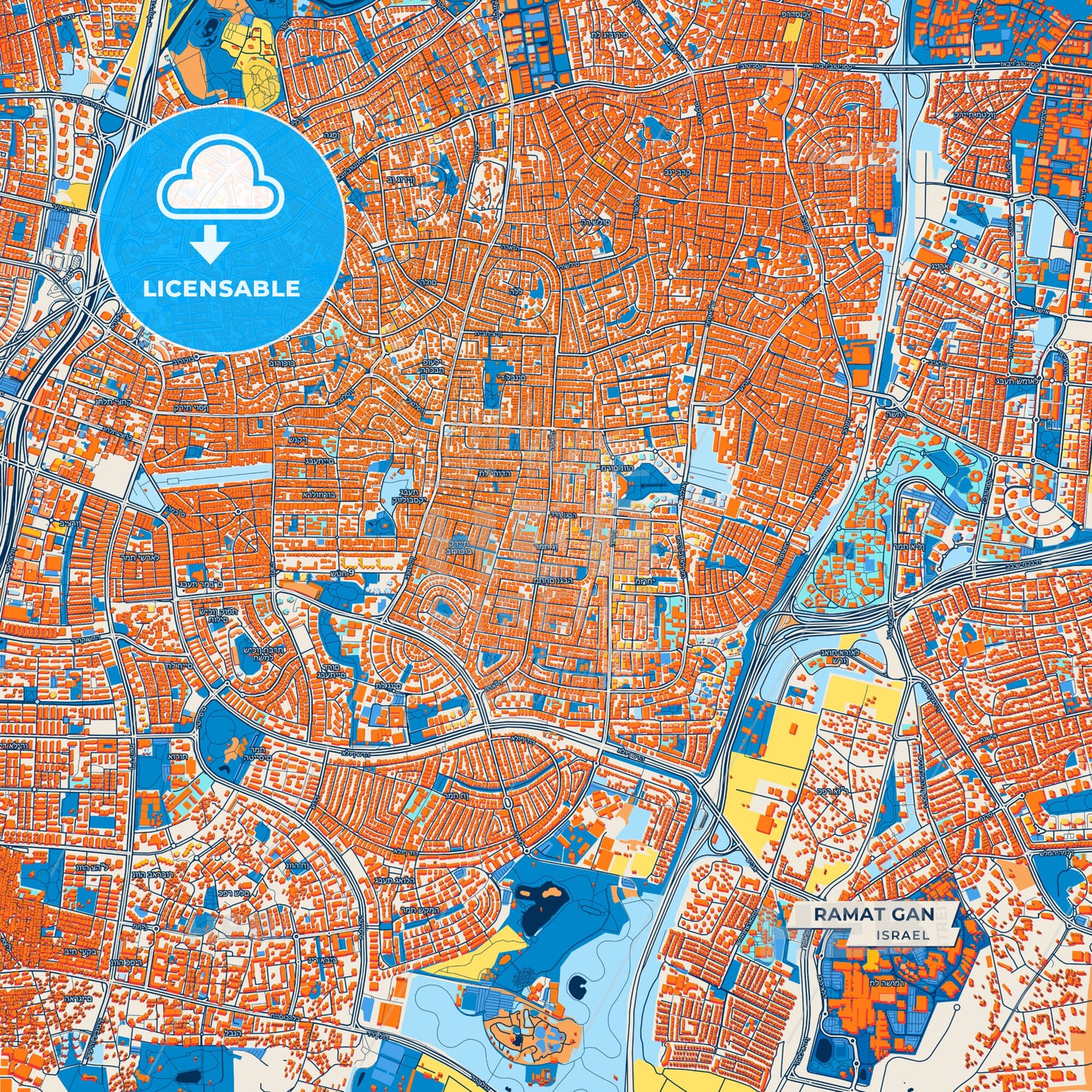 Canvas Print Template of Ramat Gan Street Map