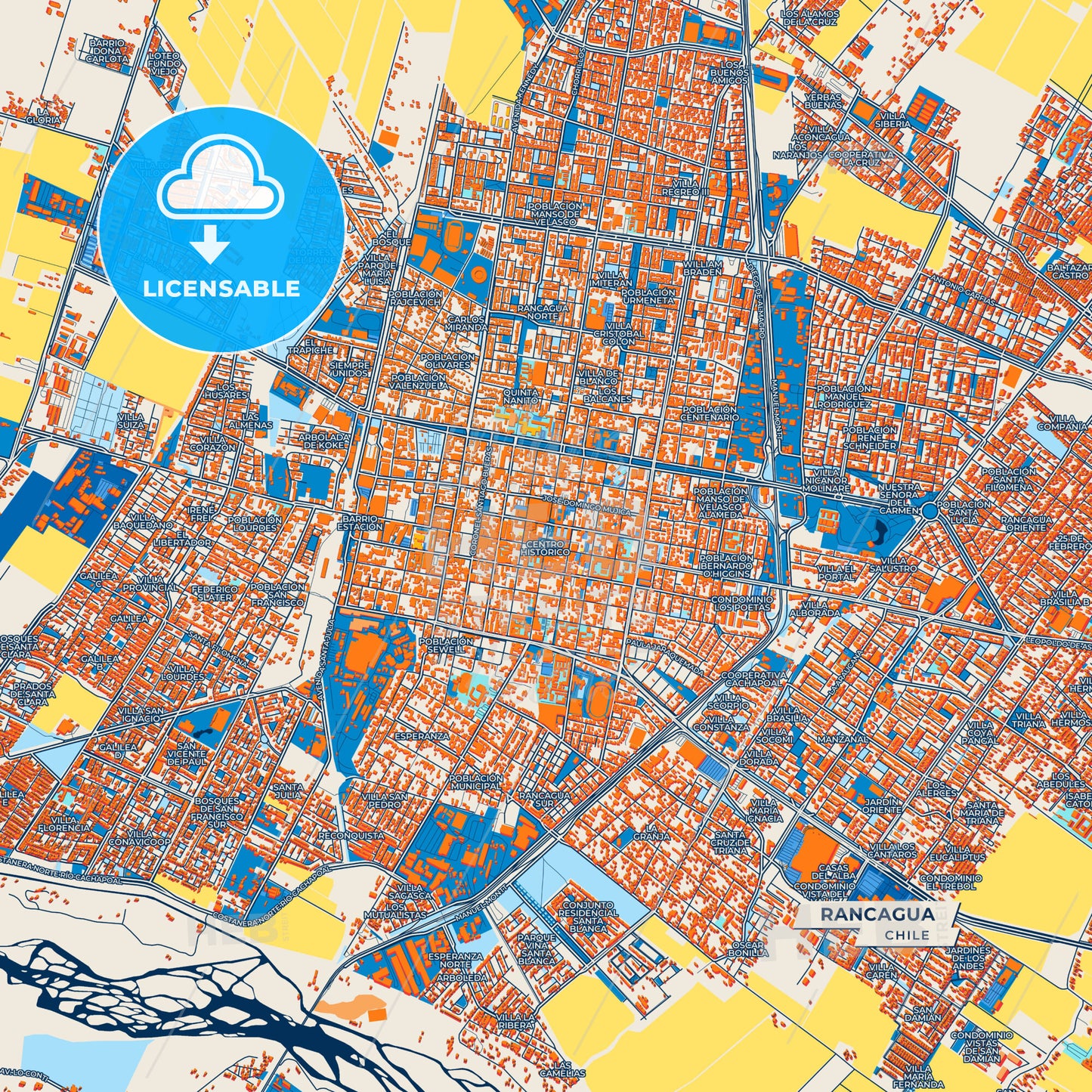 Canvas Print Template of Rancagua Street Map