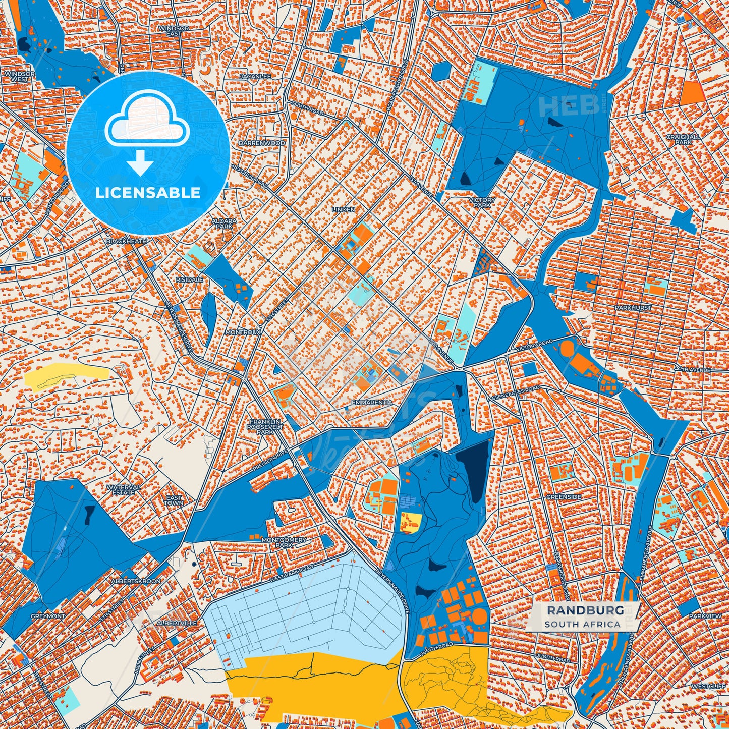 Canvas Print Template of Randburg Street Map