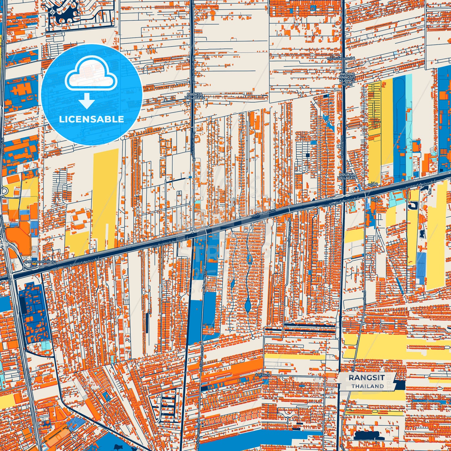 Canvas Print Template of Rangsit Street Map