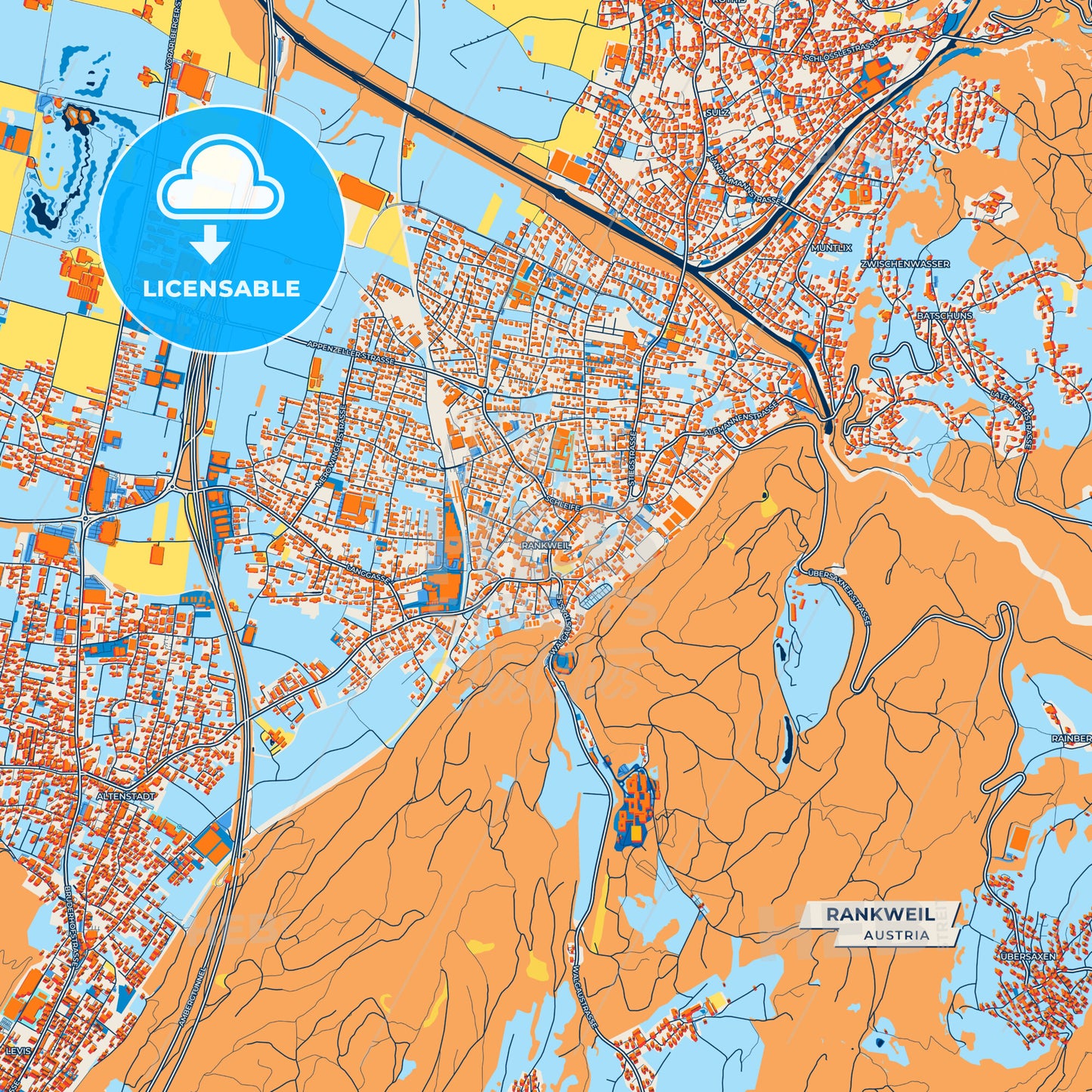 Canvas Print Template of Rankweil Street Map