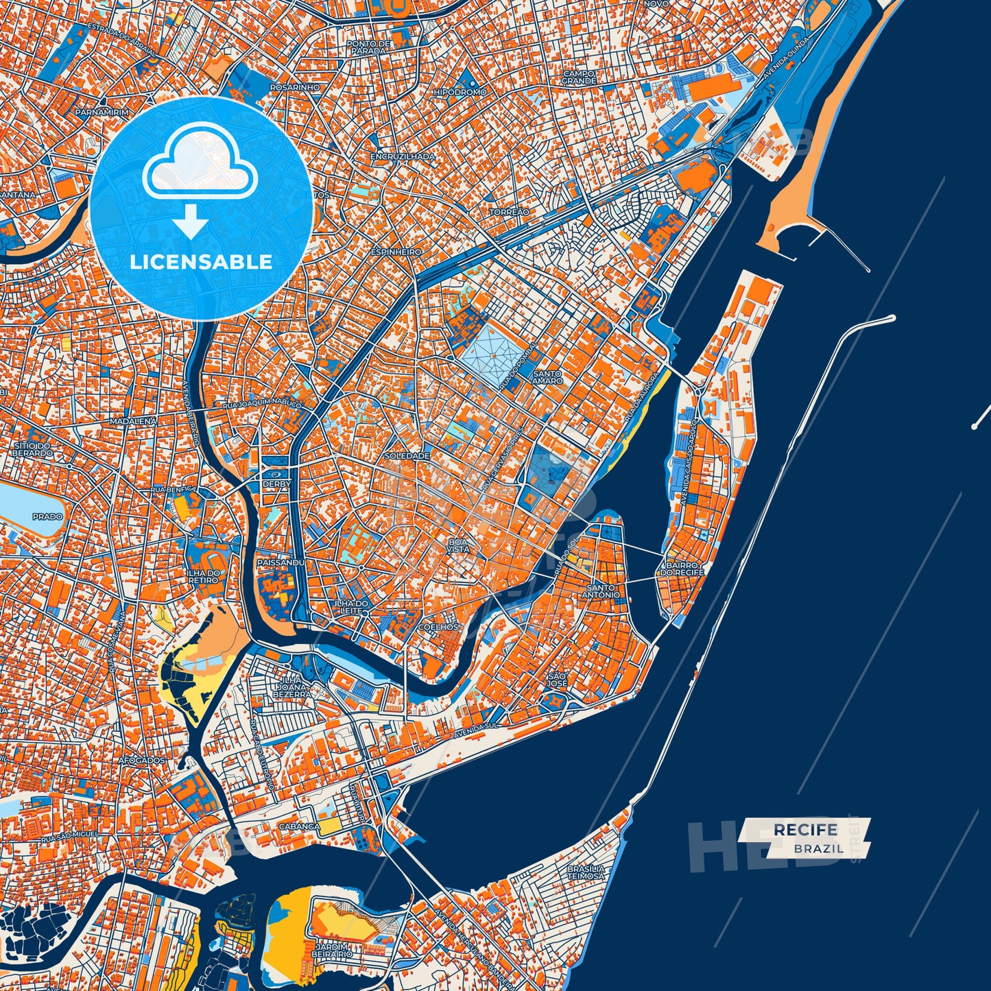 Canvas Print Template of Recife Street Map