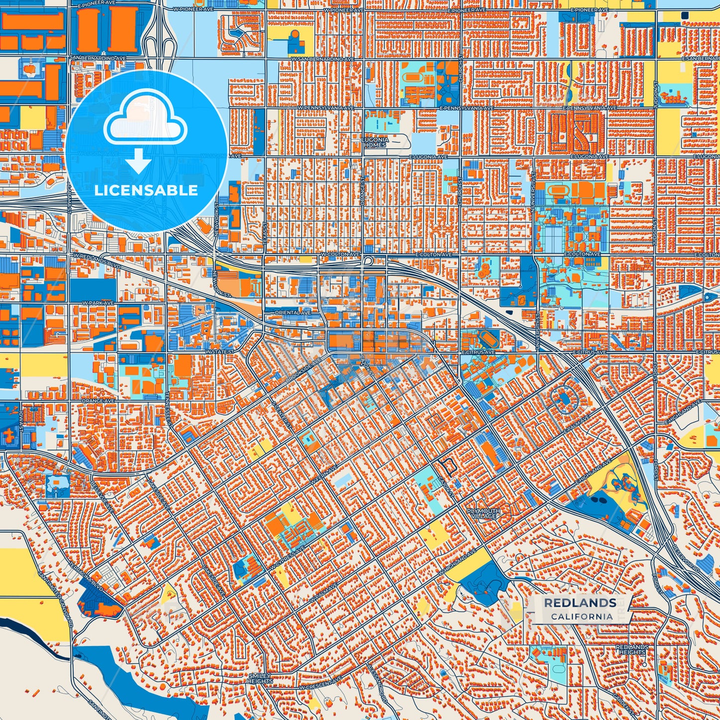 Canvas Print Template of Redlands Street Map