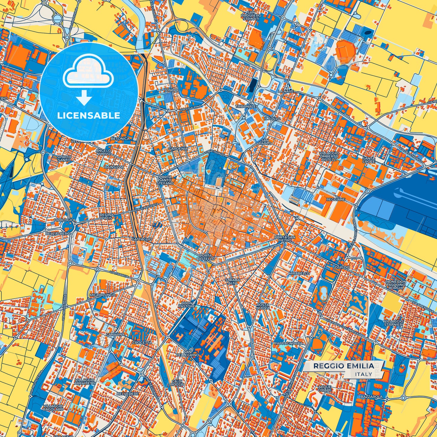 Canvas Print Template of Reggio Emilia Street Map