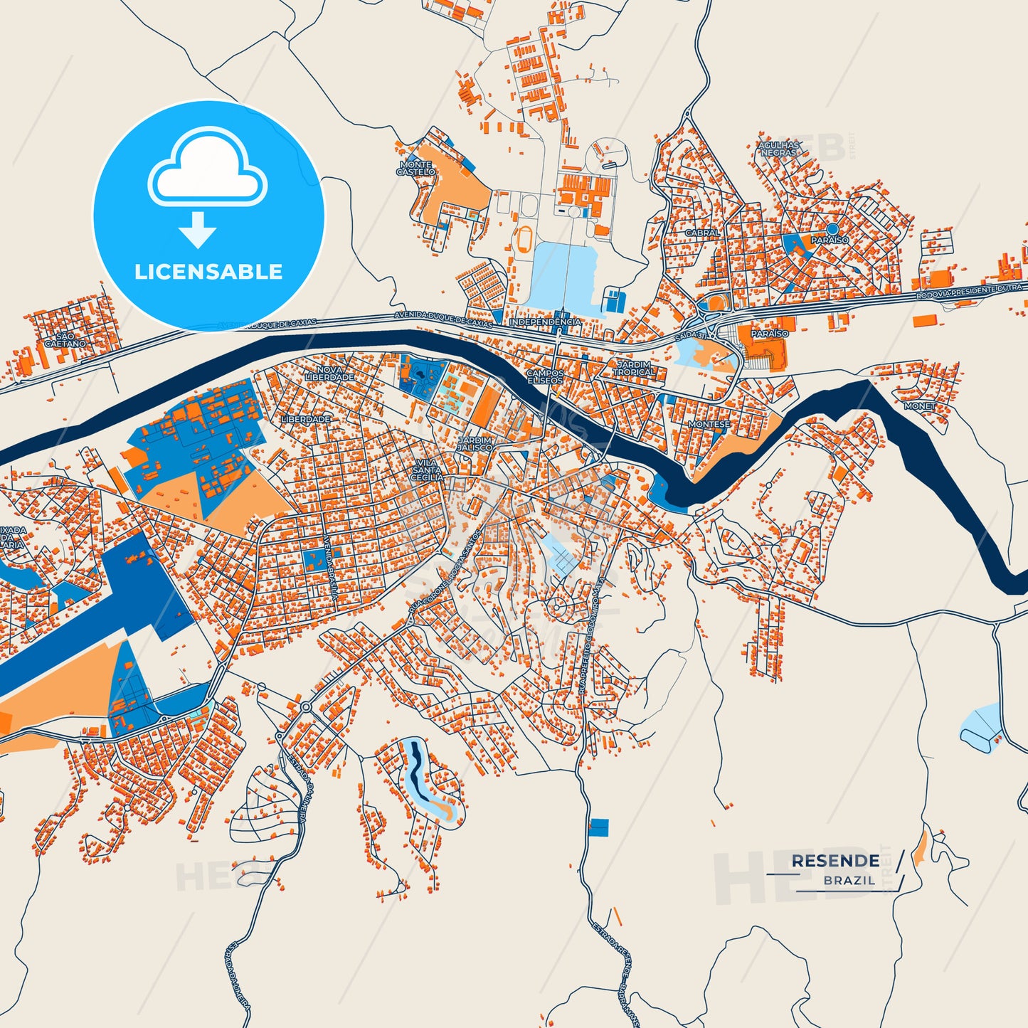 Canvas Print Template of Resende Street Map