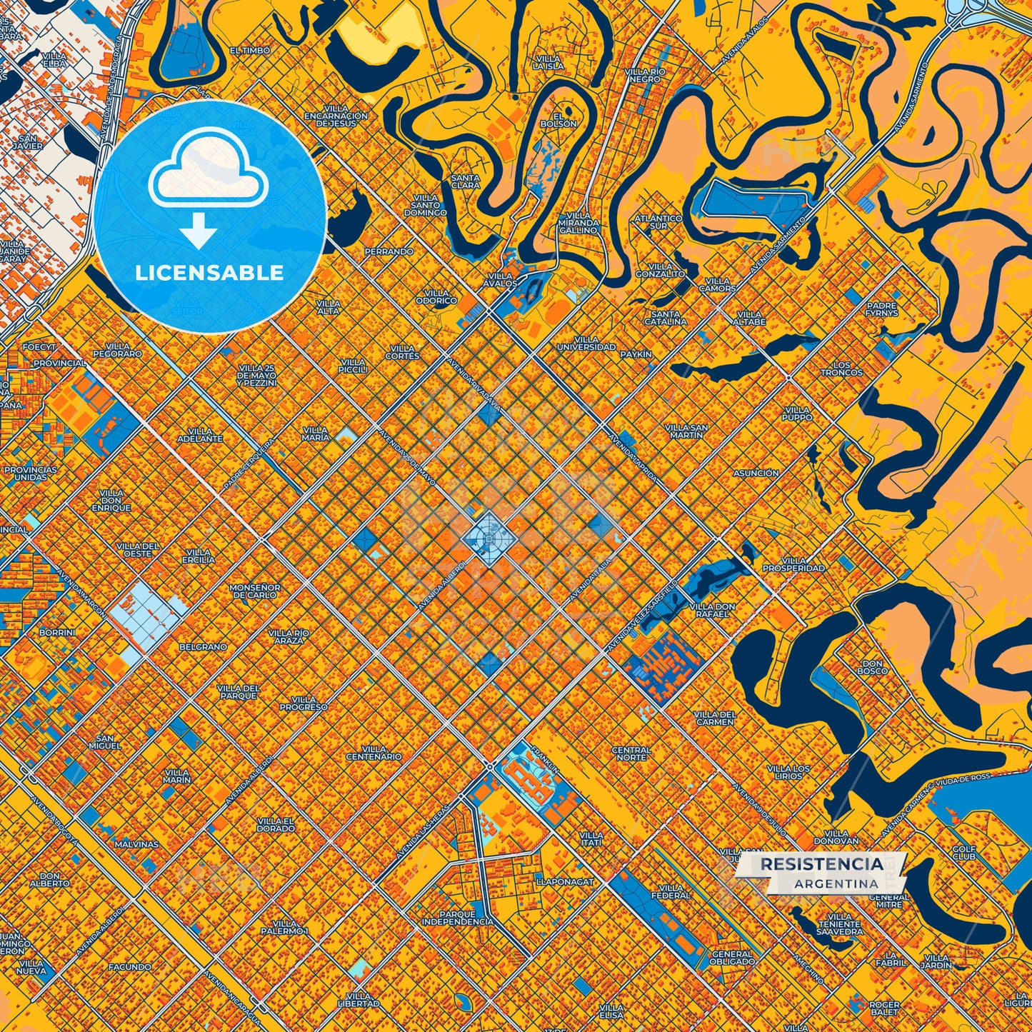 Canvas Print Template of Resistencia Street Map