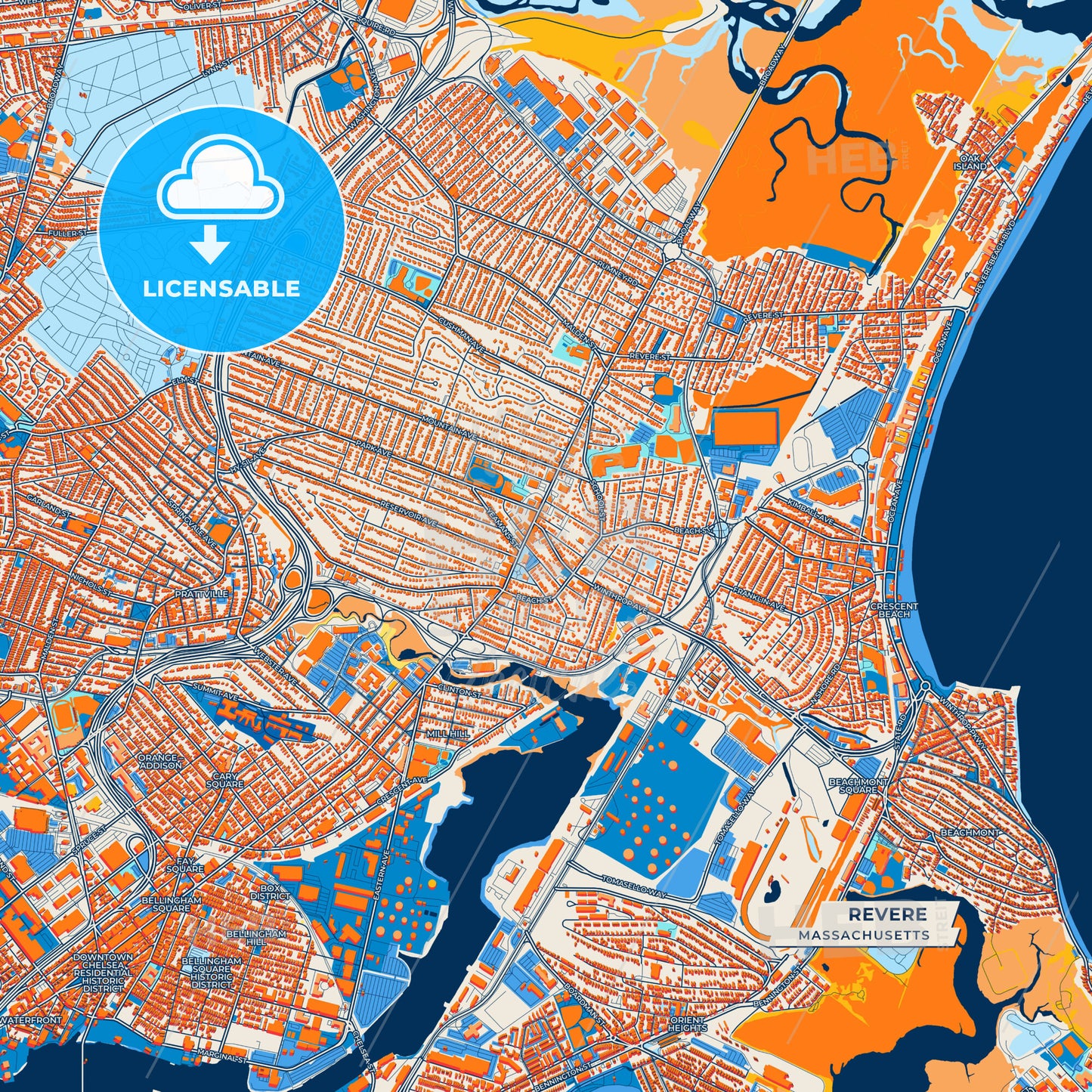 Canvas Print Template of Revere Street Map