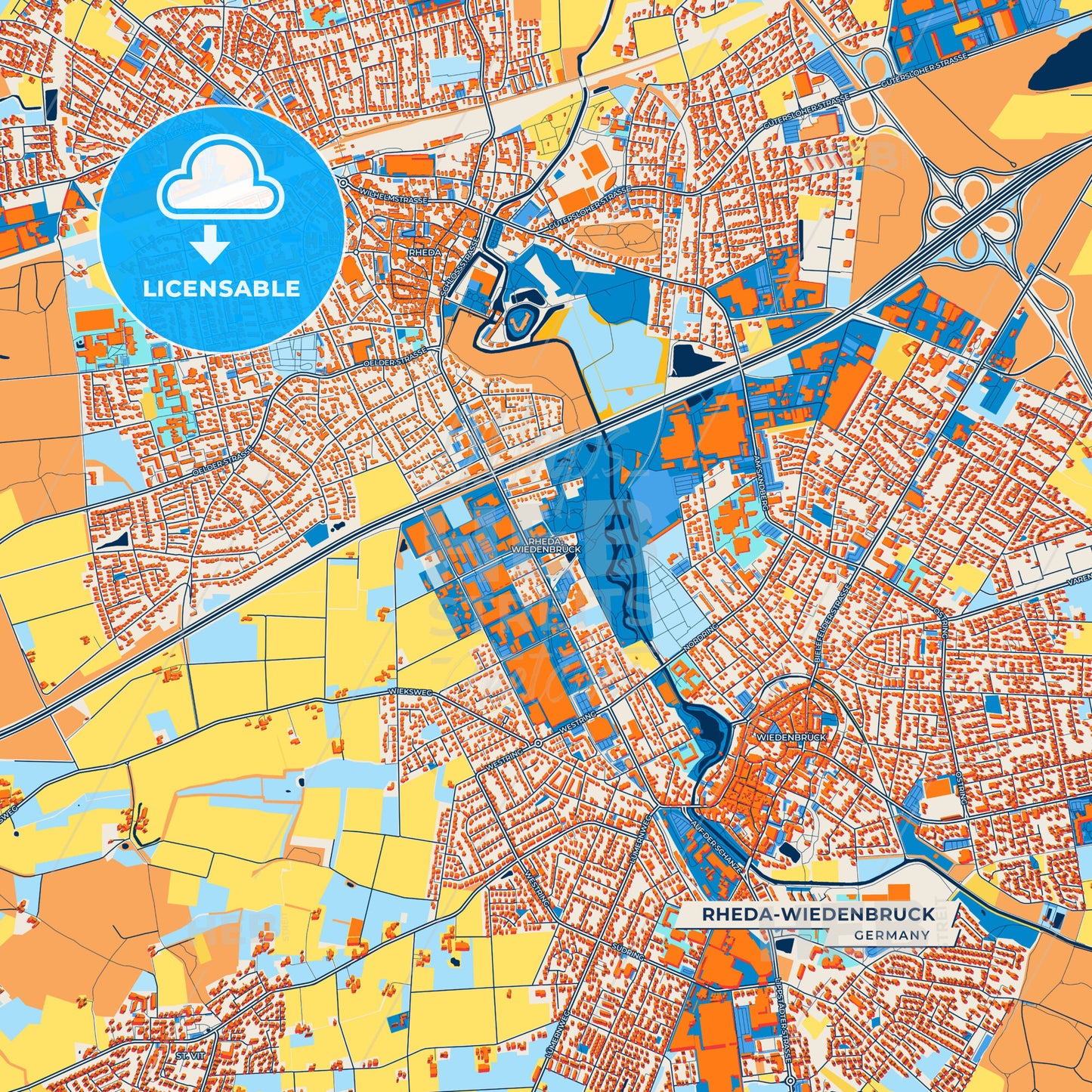Canvas Print Template of Rheda-Wiedenbruck Street Map