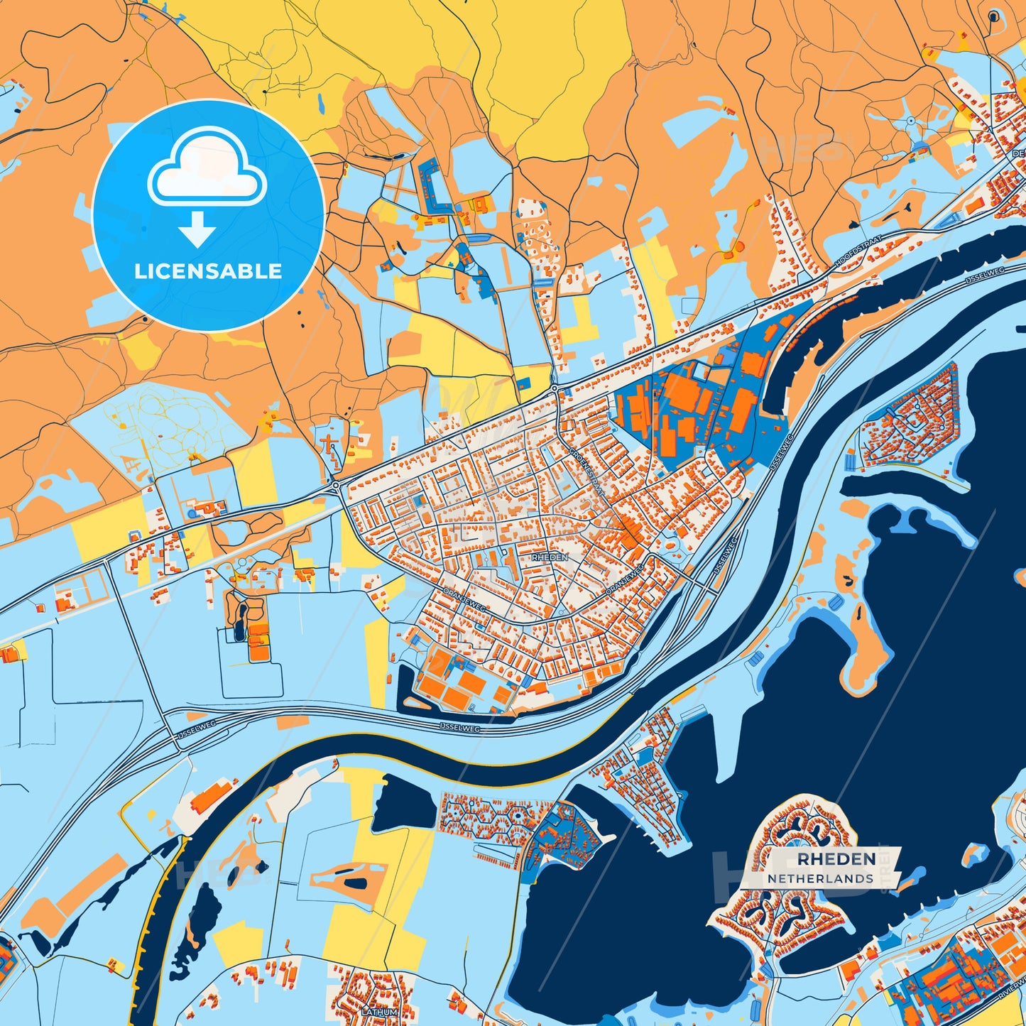 Canvas Print Template of Rheden Street Map