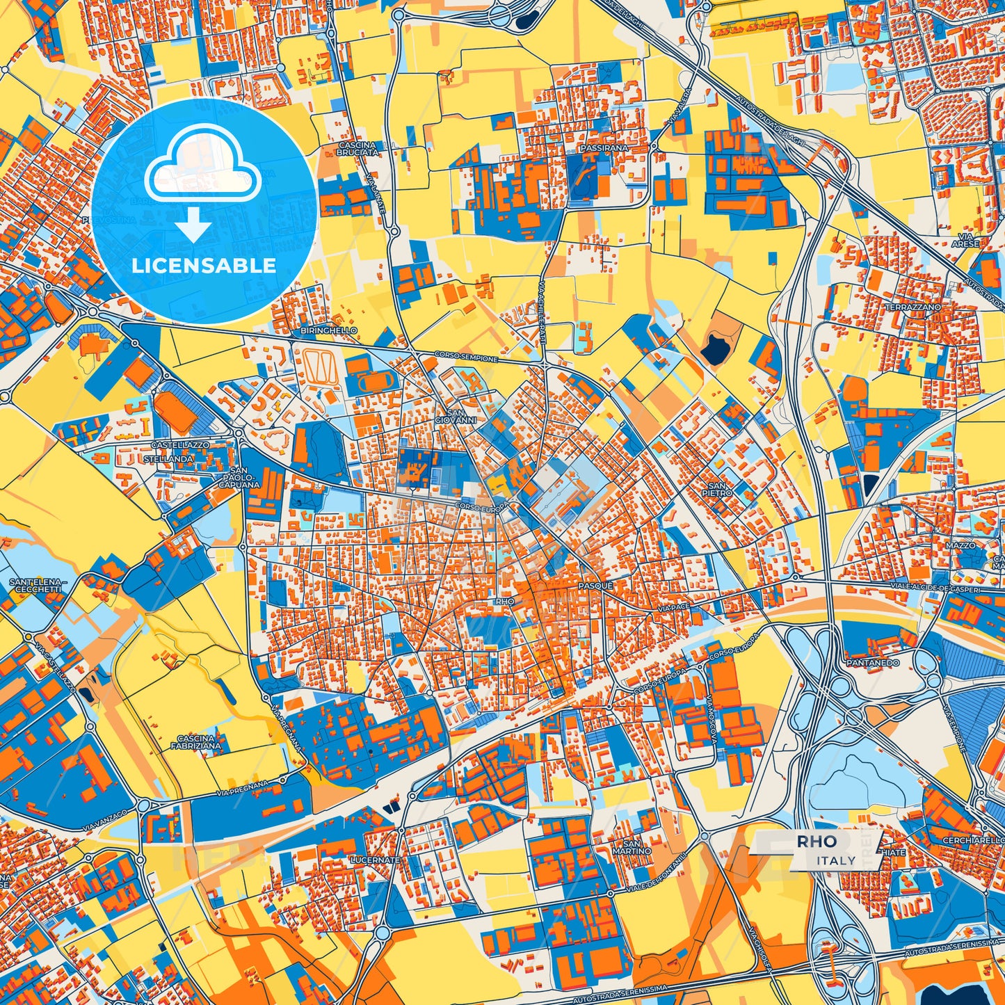 Canvas Print Template of Rho Street Map