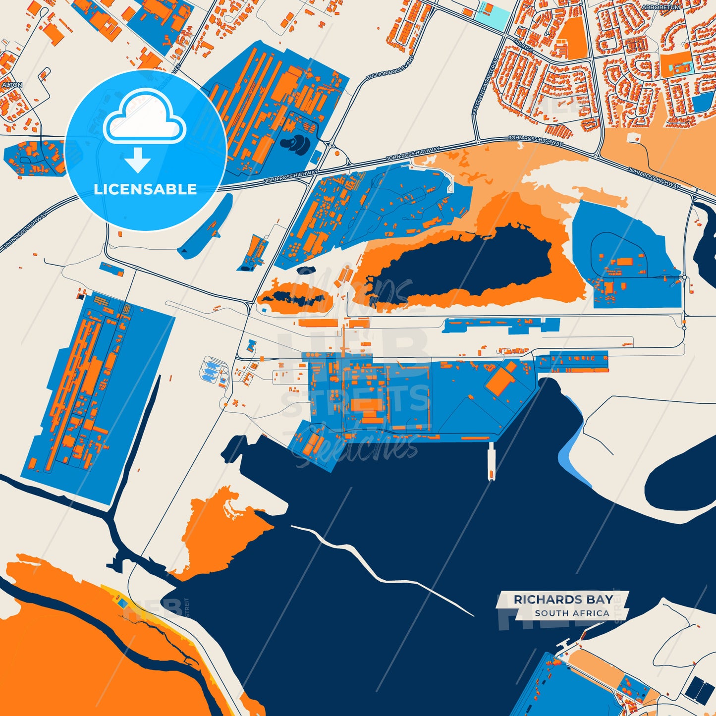 Canvas Print Template of Richards Bay Street Map