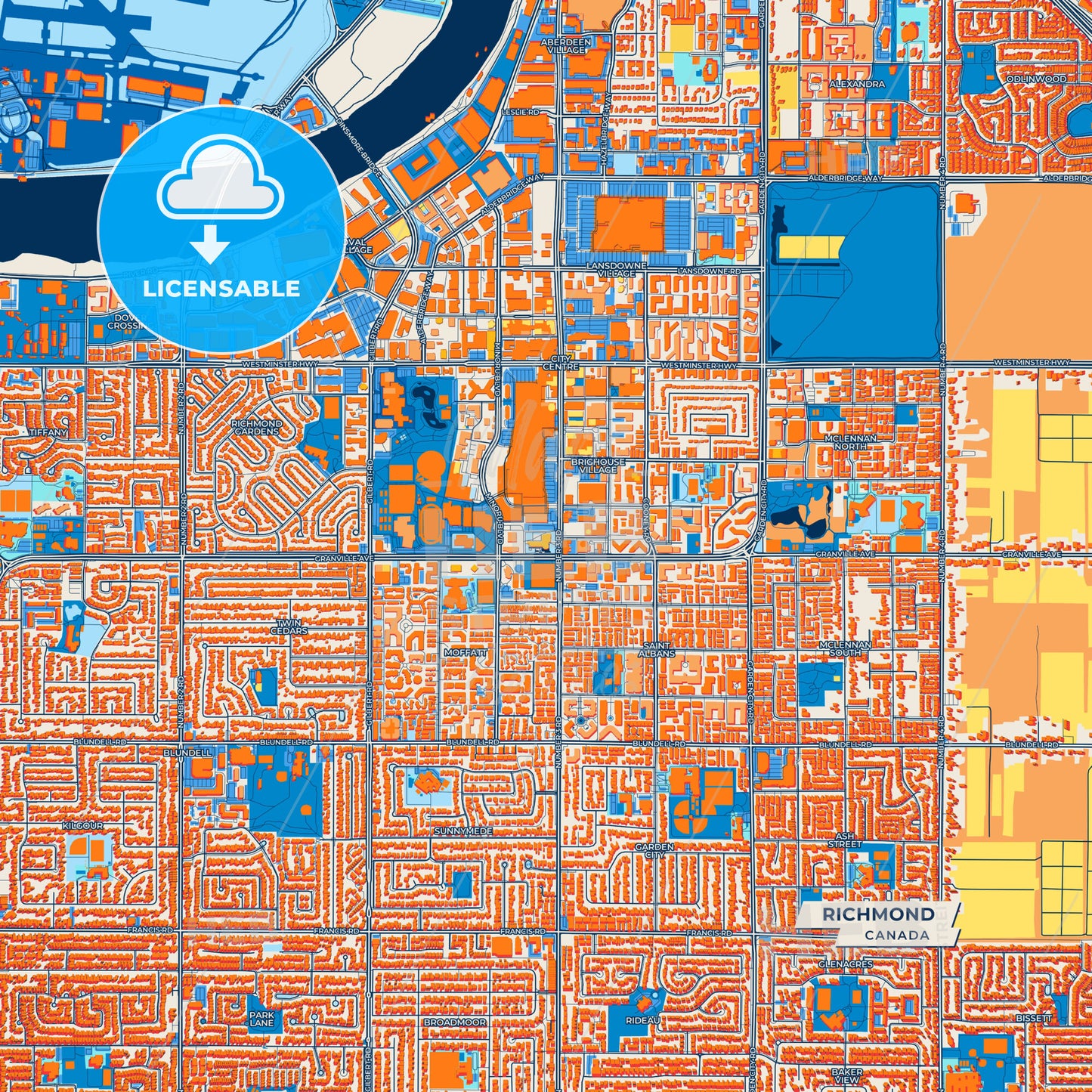 Canvas Print Template of Richmond Street Map