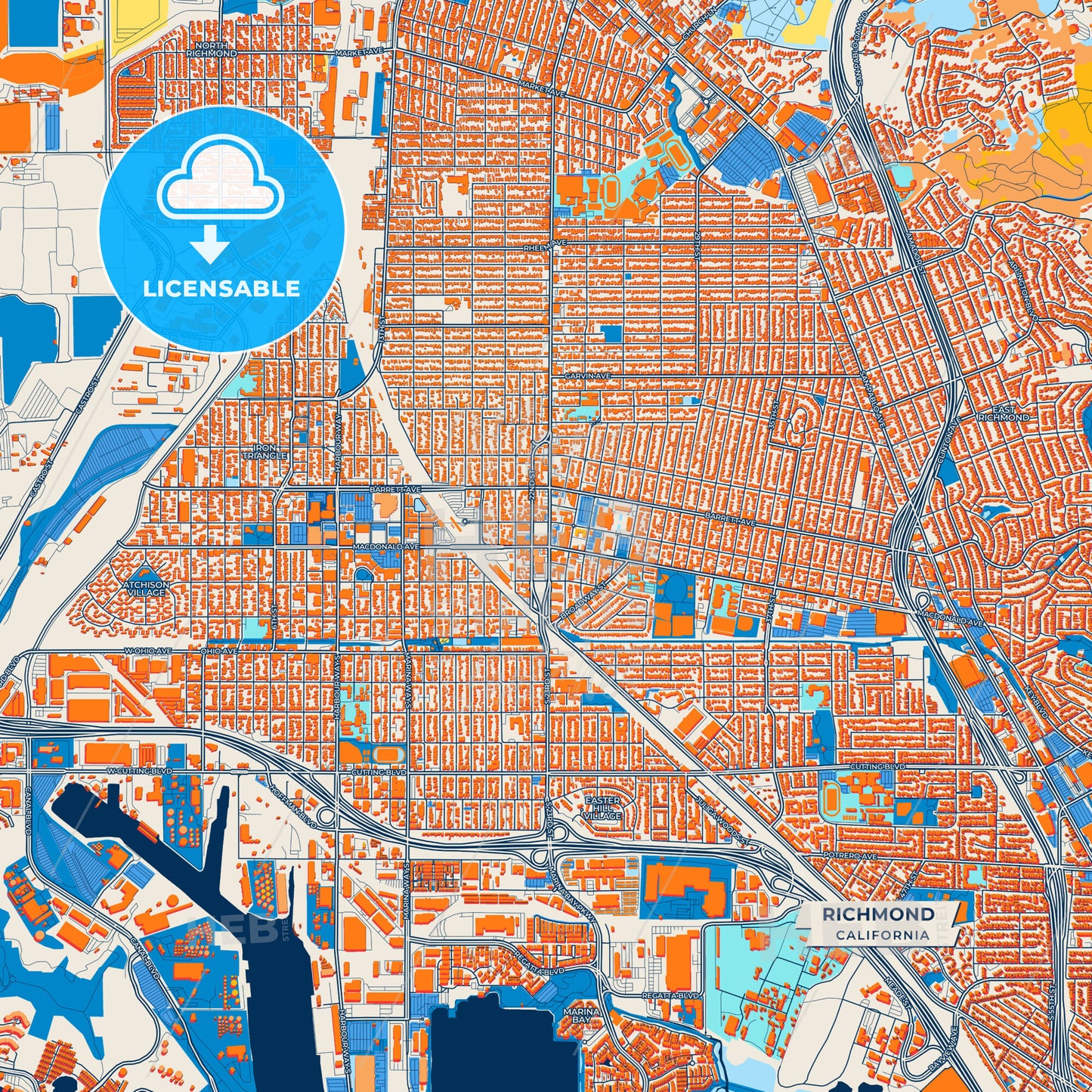 Canvas Print Template of Richmond Street Map