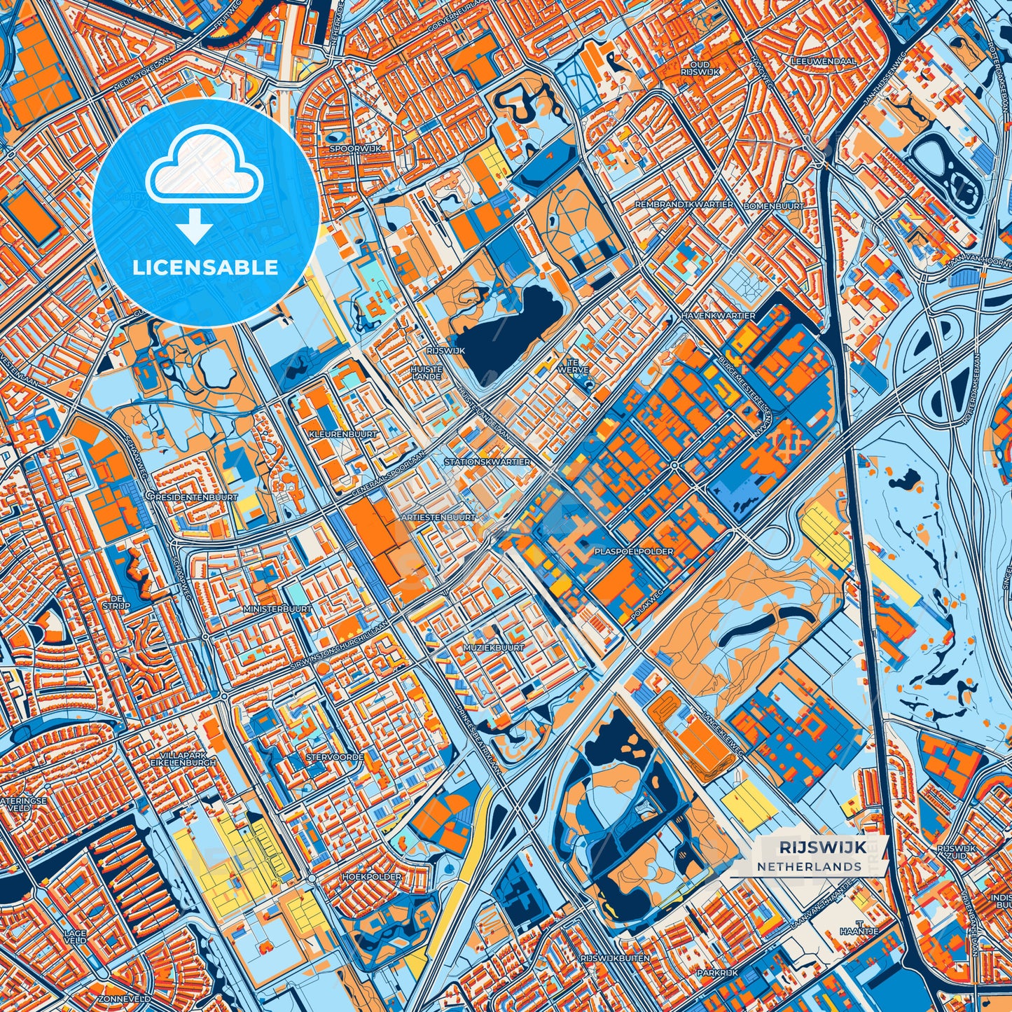 Canvas Print Template of Rijswijk Street Map