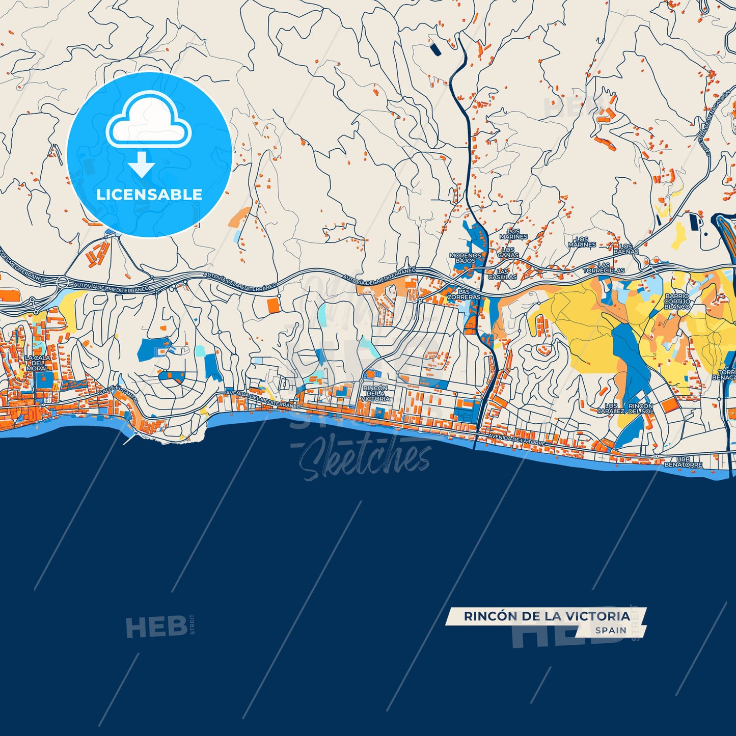 Canvas Print Template of Rincón de la Victoria Street Map