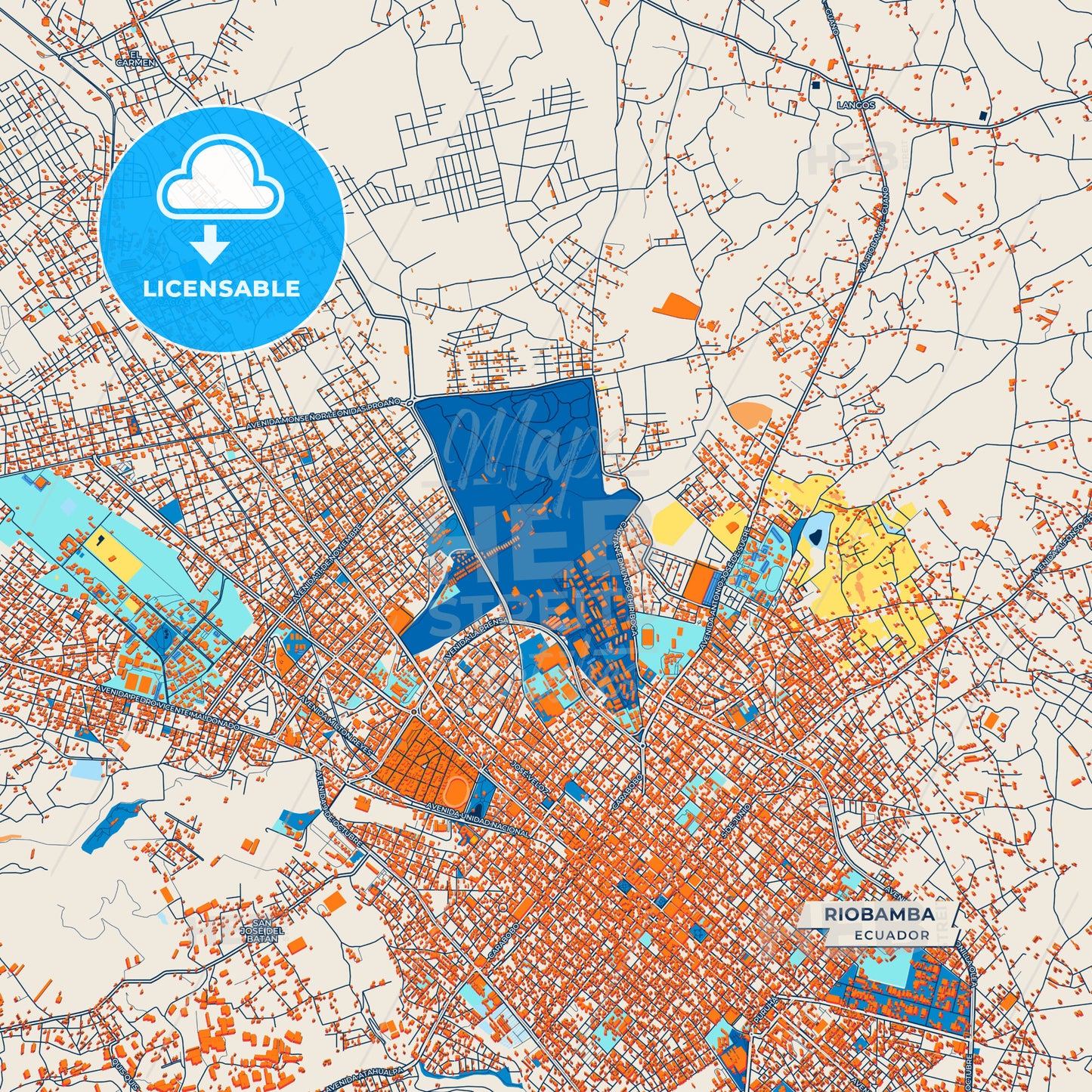 Canvas Print Template of Riobamba Street Map