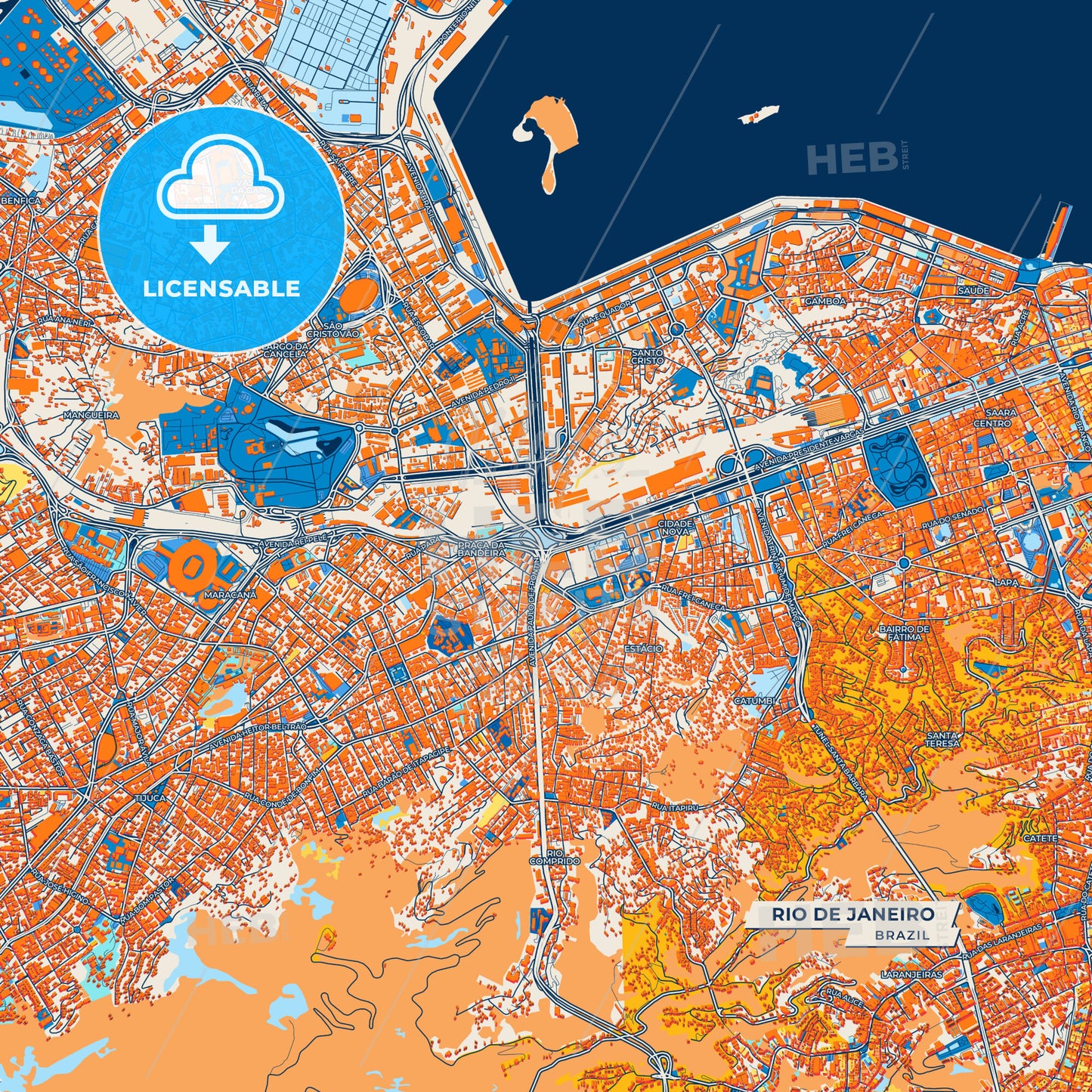 Canvas Print Template of Rio de Janeiro Street Map