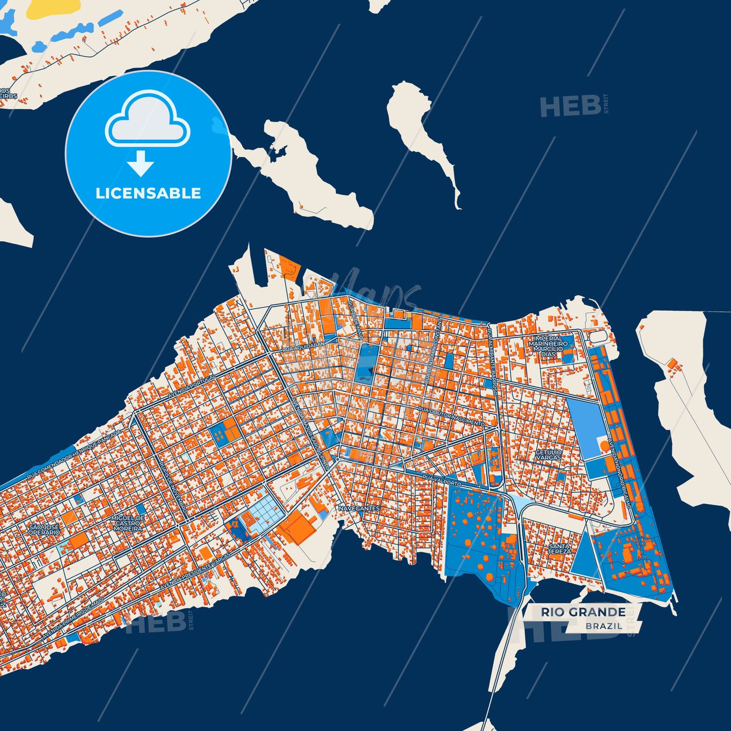 Canvas Print Template of Rio Grande Street Map