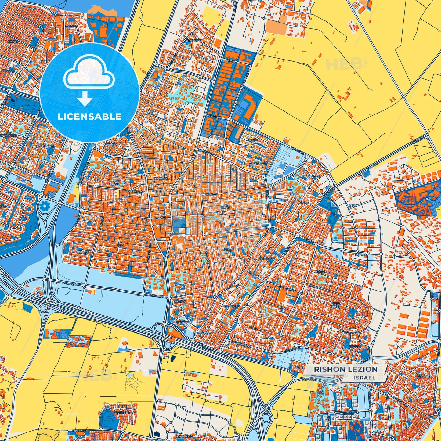 Canvas Print Template of Rishon LeZion Street Map