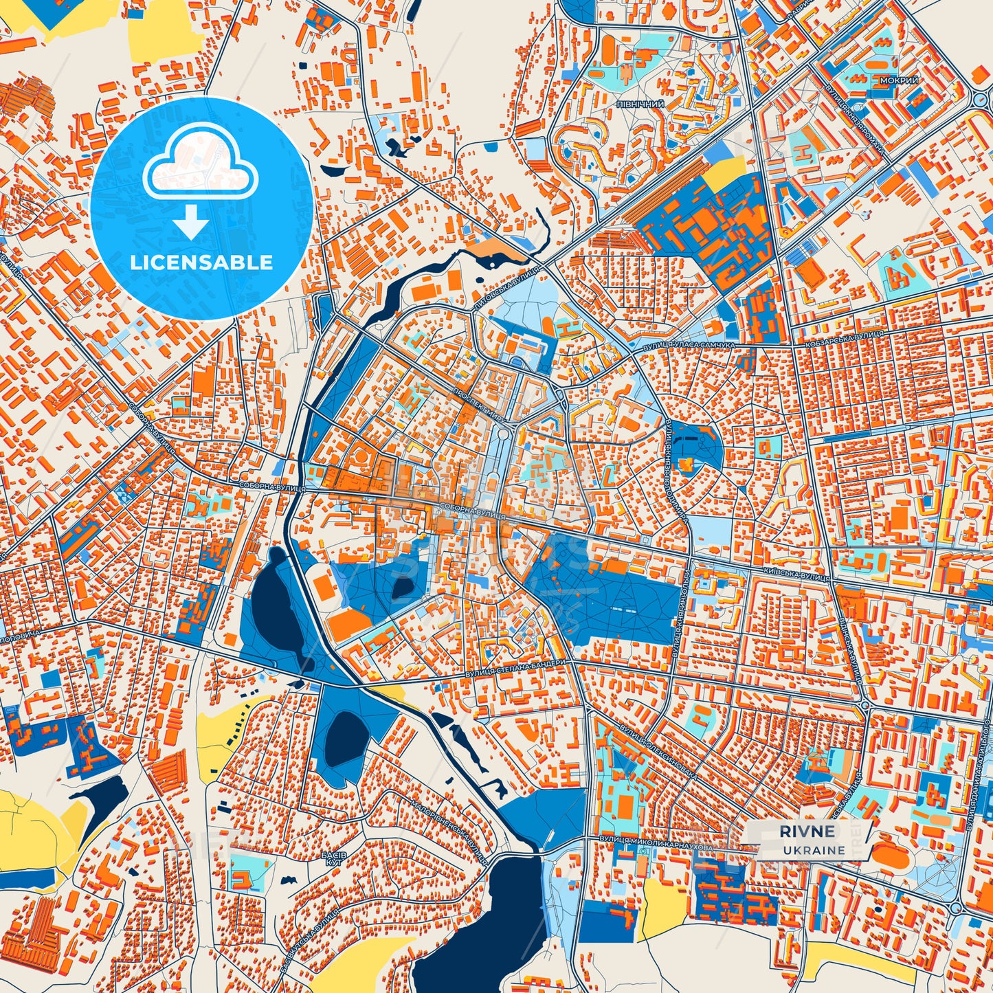 Canvas Print Template of Rivne Street Map