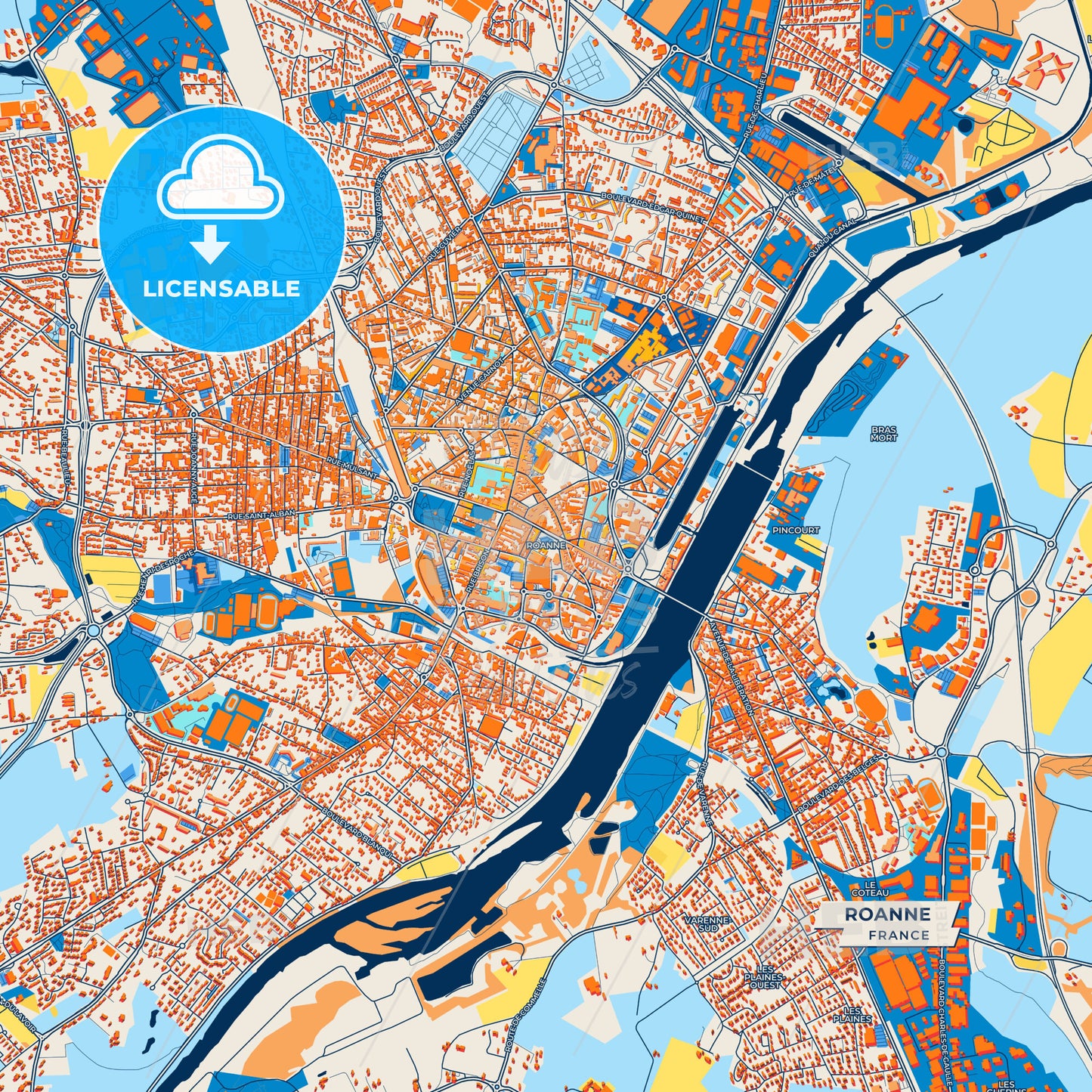 Canvas Print Template of Roanne Street Map